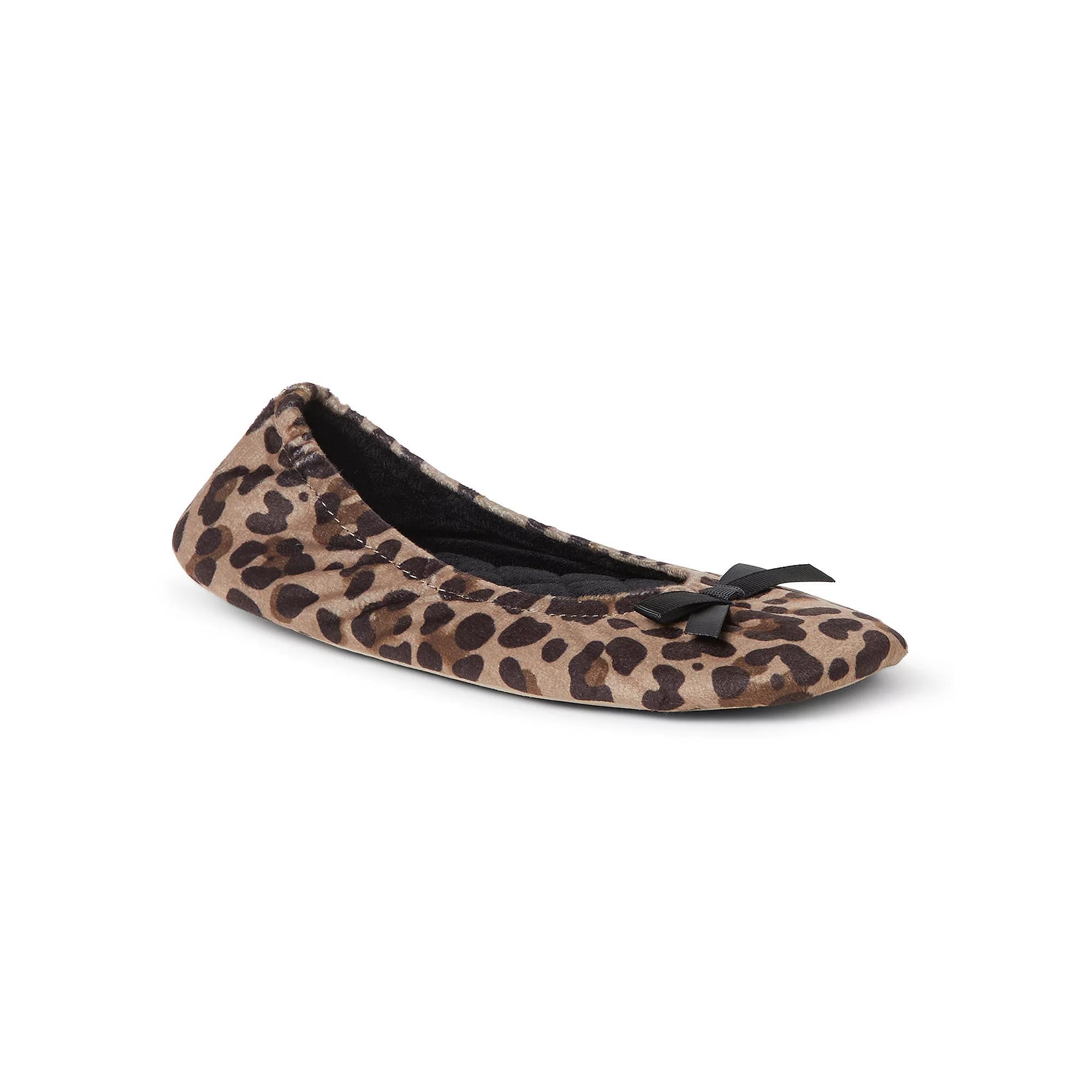 Dearfoams Layla Velour Women's Ballerina Slippers, Size: Large, Leopard Product Image