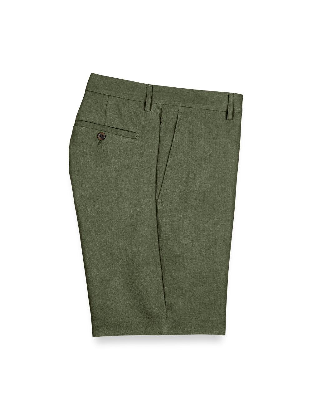Linen Flat Front Shorts - Navy Product Image