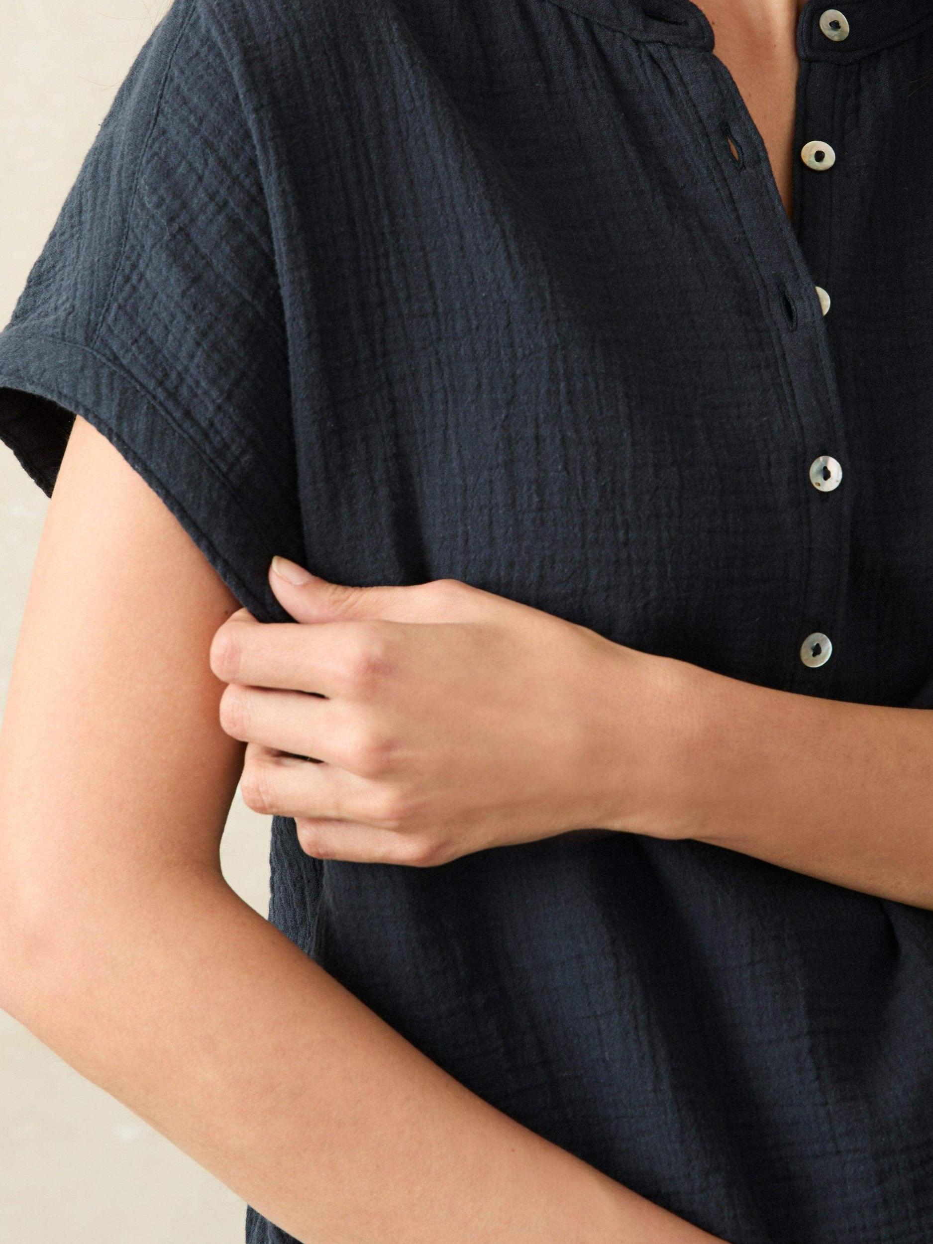 Dream Cotton Gauze Desmond Top - Navy Female Product Image