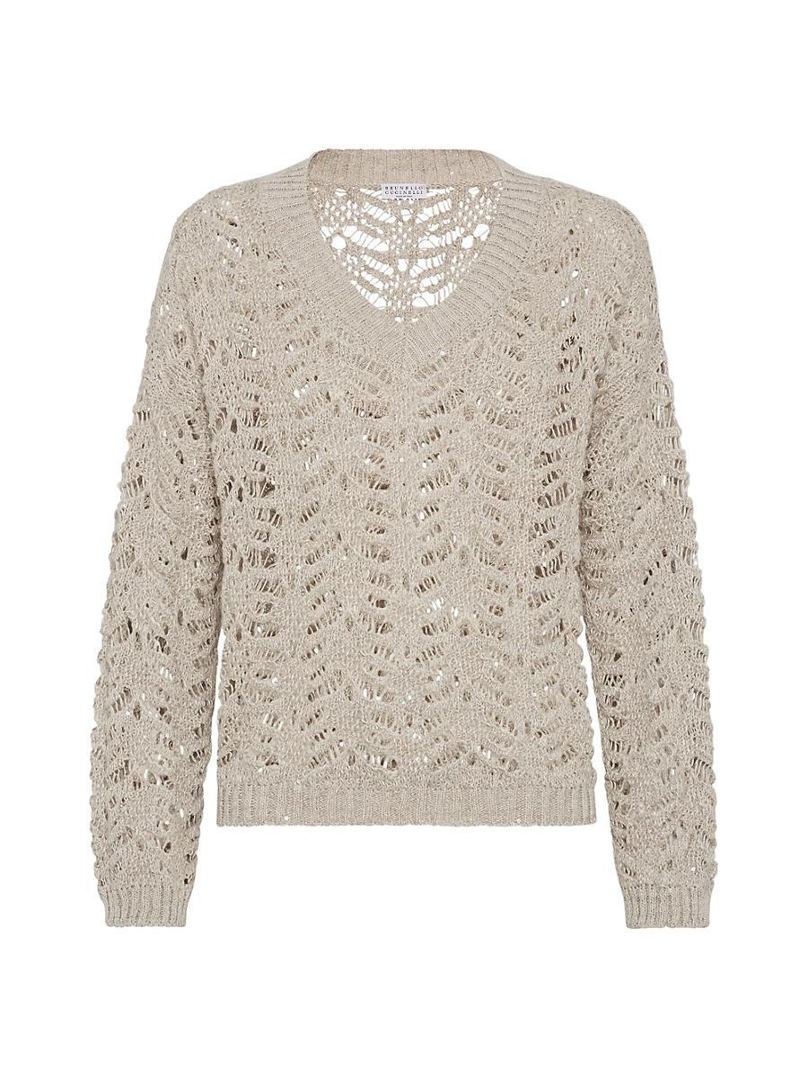 Womens Foliage Lace Sweater in Linen and Silk Product Image