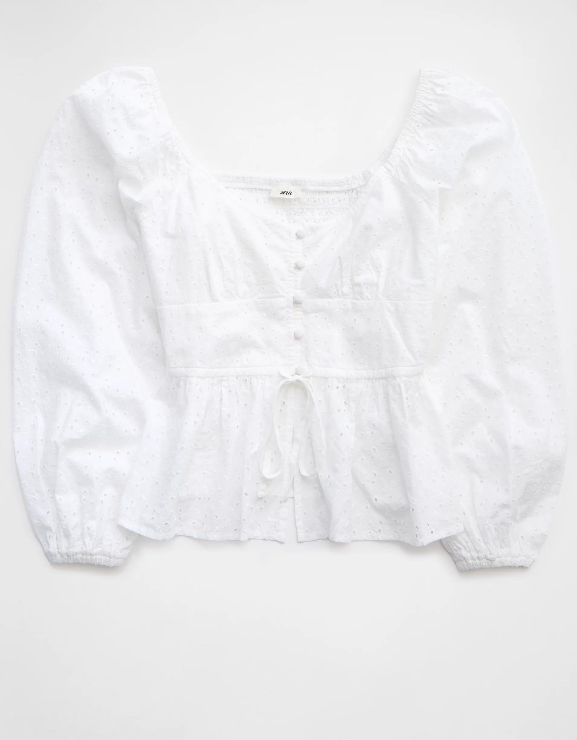 Aerie Long Sleeve Peplum Top Product Image