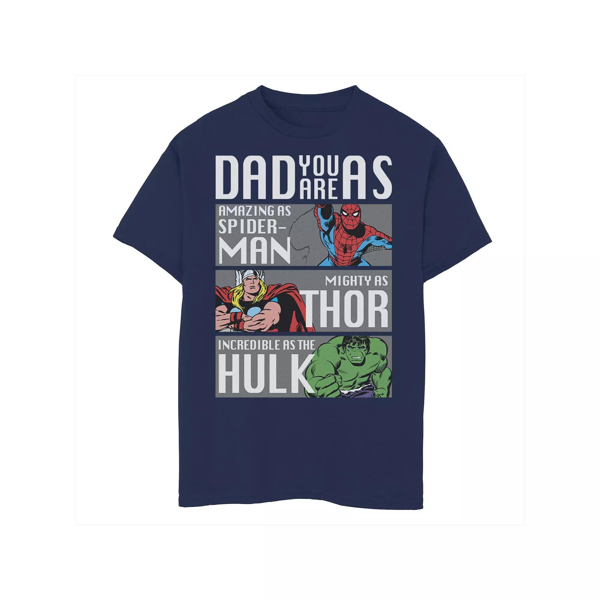 Boys 8-20 Marvel Spider-Man Thor Hulk Dad You Are As Panels Graphic Tee, Boy's, Size: XL, Blue Product Image