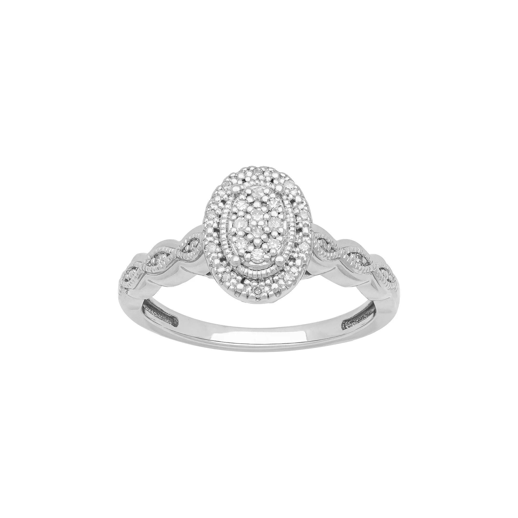 Love Always Sterling Silver 1/10 Carat T.W. Diamond Halo Promise Ring, Women's, Size: 7 Product Image