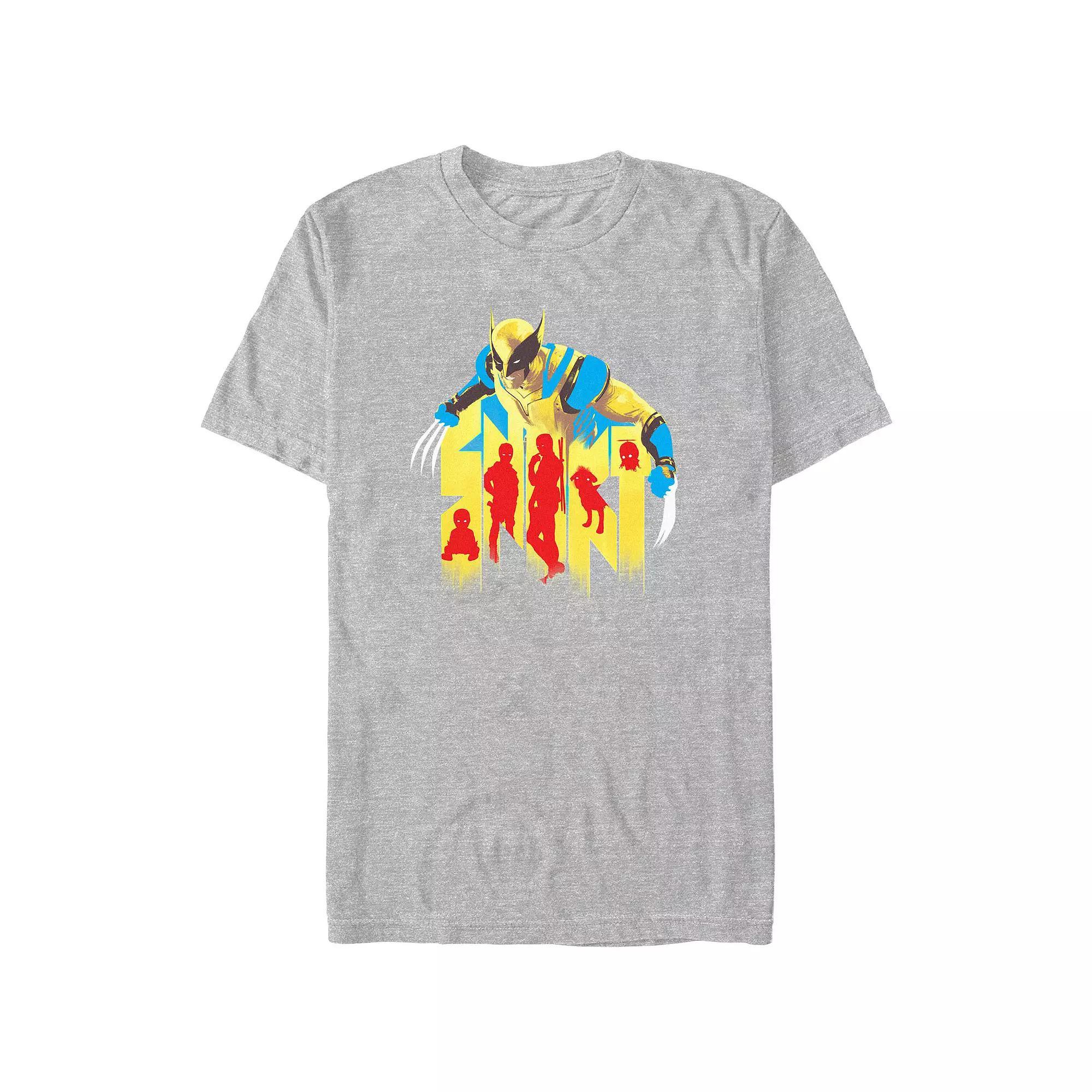 Men's Marvel Deadpool And Wolverine Multi Deadpool Graphic Tee, Size: Large, Athletic Grey Product Image