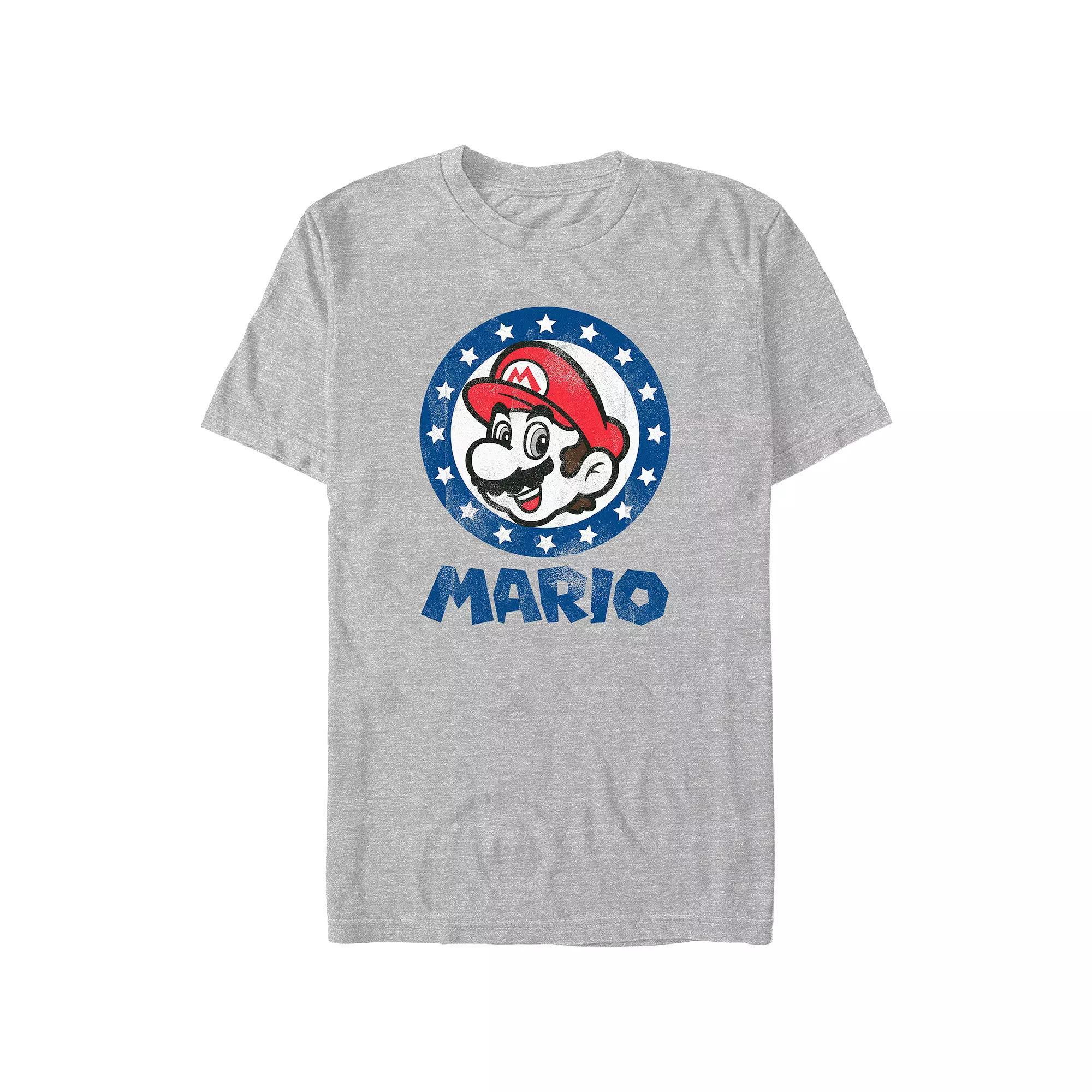 Big & Tall Super Mario Bros Mario Stamp Graphic Tee, Men's, Size: 3XL Tall, Athletic Grey Product Image