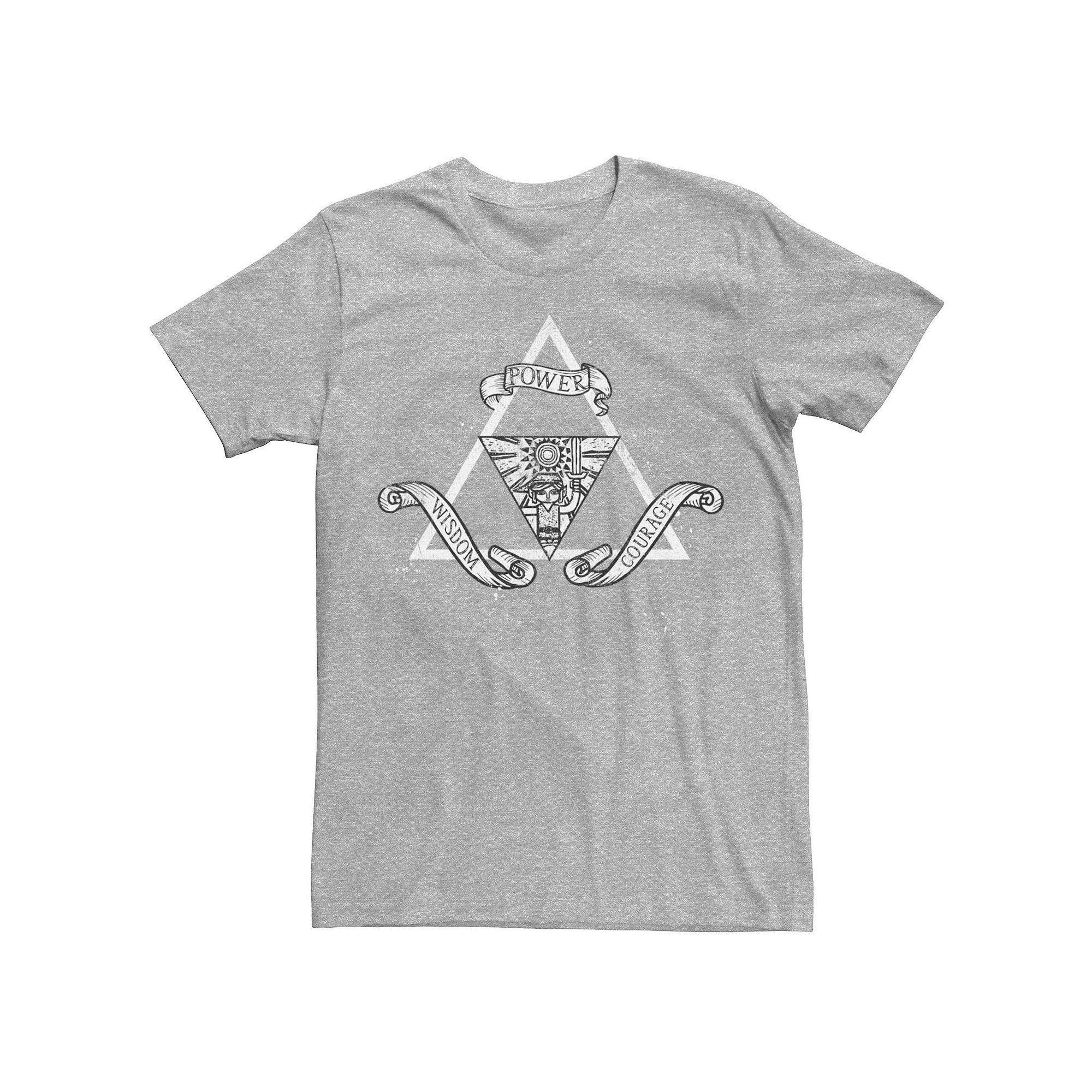 Men's Nintendo Zelda Power Wisdom Courage The Triforce Tee, Size: XXL, Athletic Grey Product Image