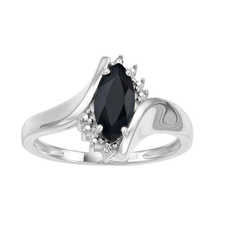 Gemminded 10k Gold Onyx & Diamond Accent Bypass Ring, Womens Yellow Product Image