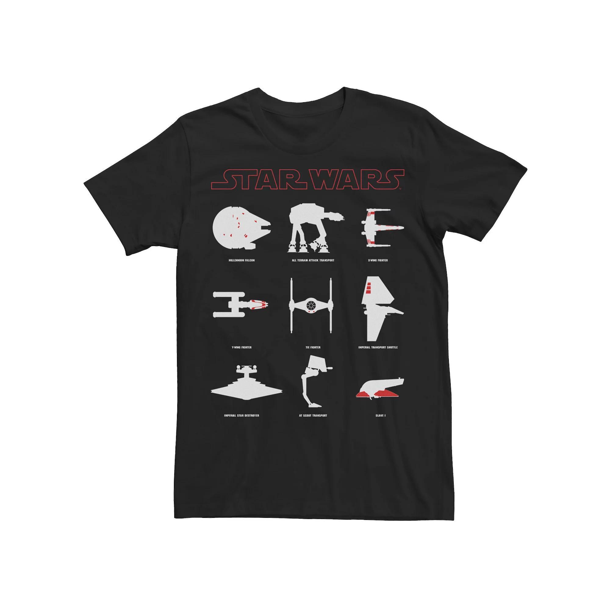 Men's Star Wars Hero and Villain Ships & Ground Patrol Tee, Size: XXL, Black Product Image