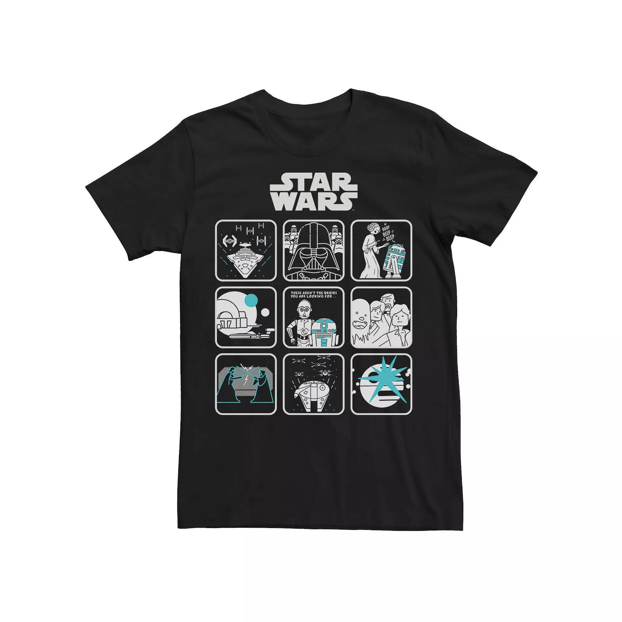 Men's Star Wars Movie Scenes Cartoon Box Up Tee, Size: XL, Black Product Image