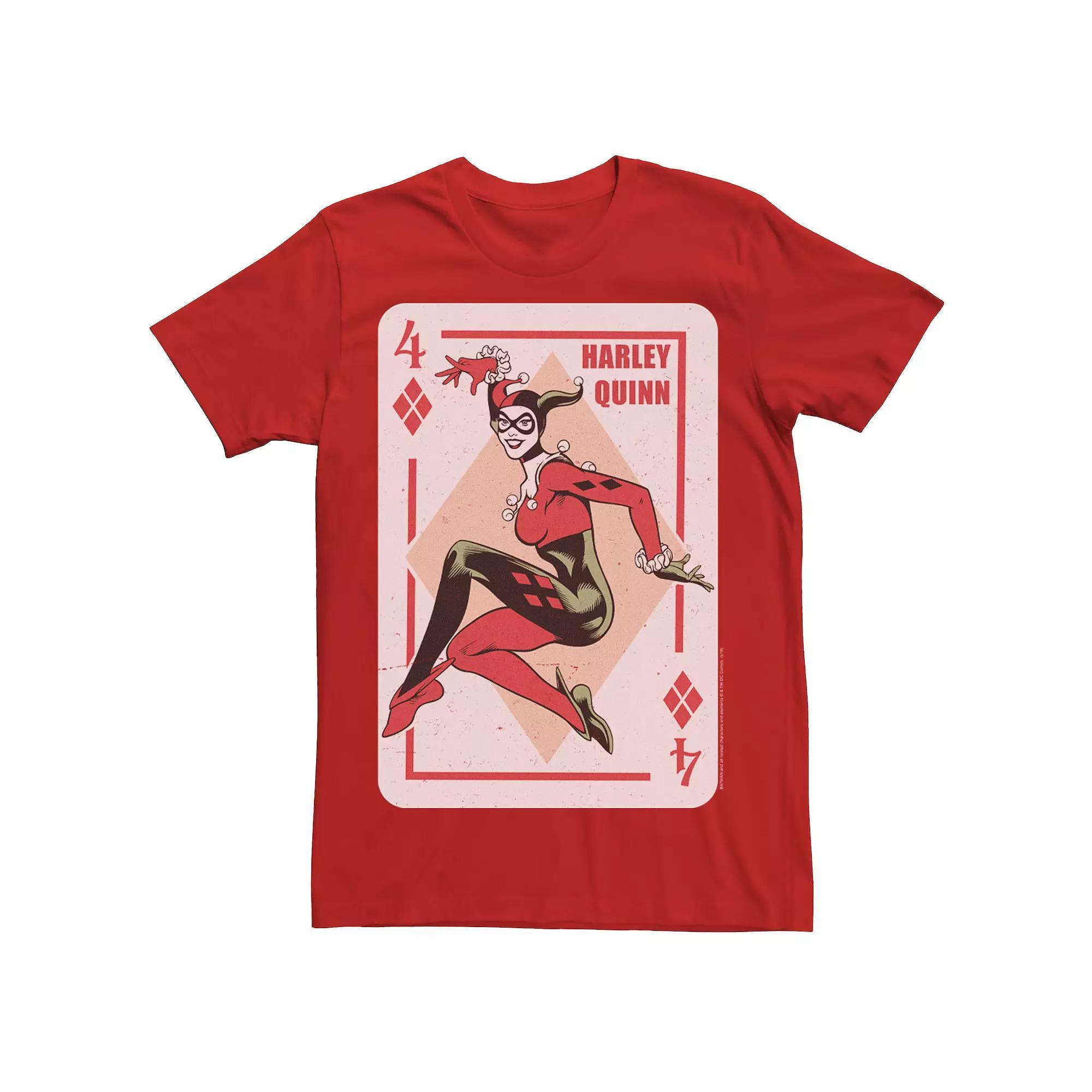 Men's Batman Harley Quinn Vintage Playing Card Tee, Size: 3XL, Red Product Image