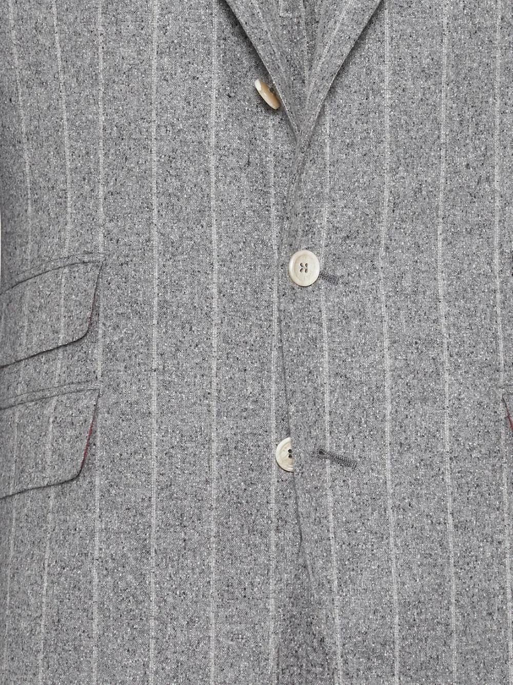BRUNELLO CUCINELLI Wool-silk Striped Blazer In Grey Product Image