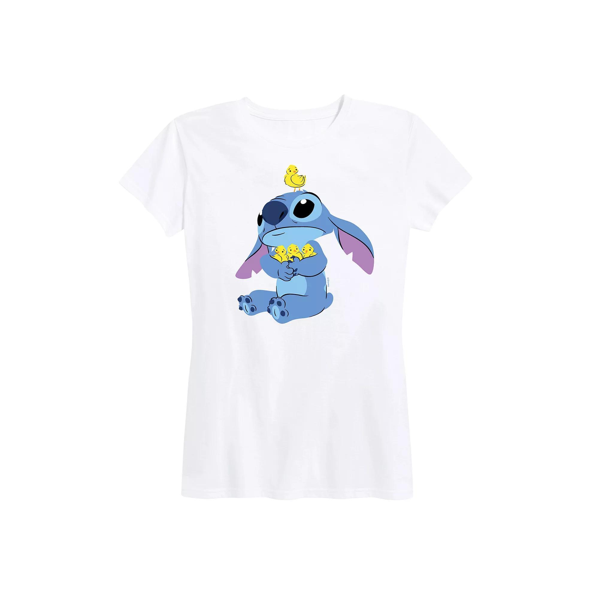 Disneys Lilo & Stitch Womens Chicks Graphic Tee Grey Gray Product Image