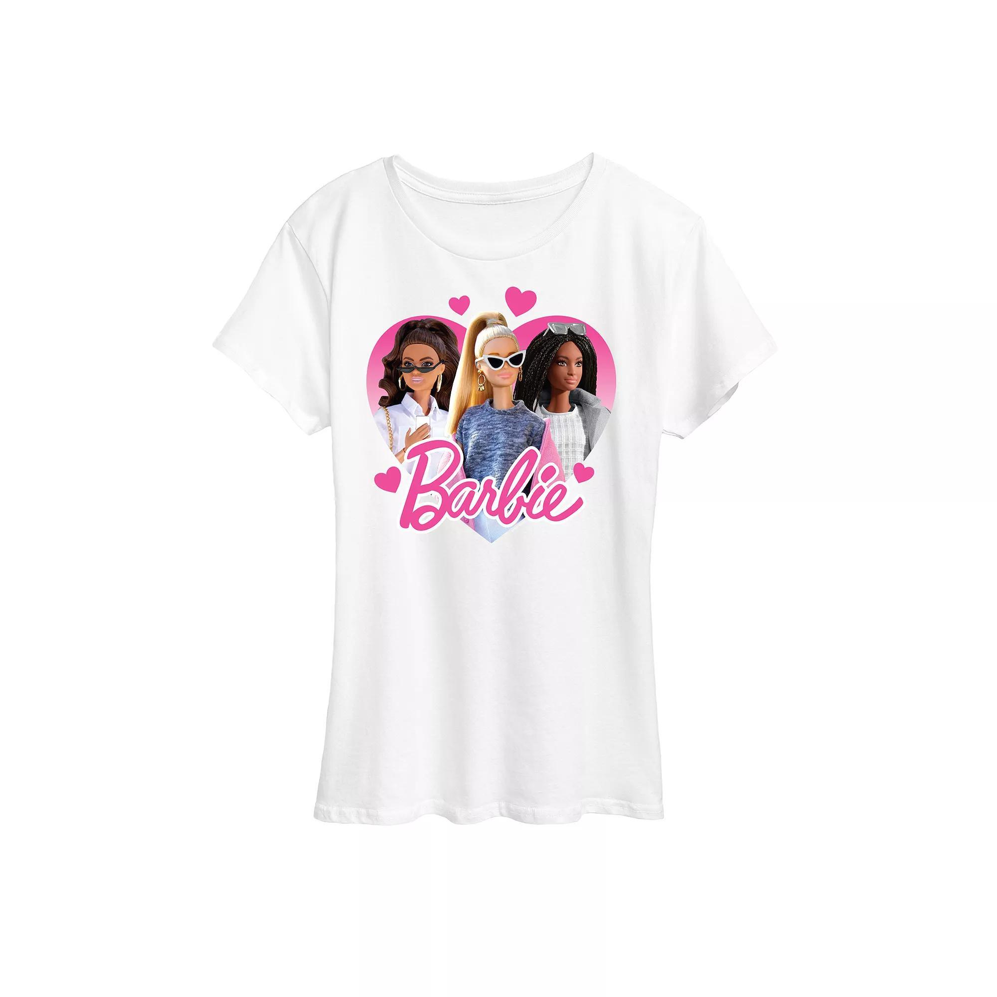 Womens Barbie Group Heart Graphic Tee Heather Grey Product Image