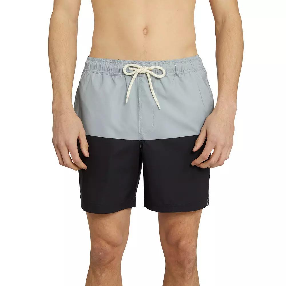 Men's Trinity Coast 7" Colorblock Swim Trunks, Size: XL, Gray Black Block Product Image
