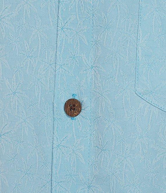 Caribbean Big & Tall Palm Paradise Jacquard Solid Short Sleeve Woven Shirt Product Image