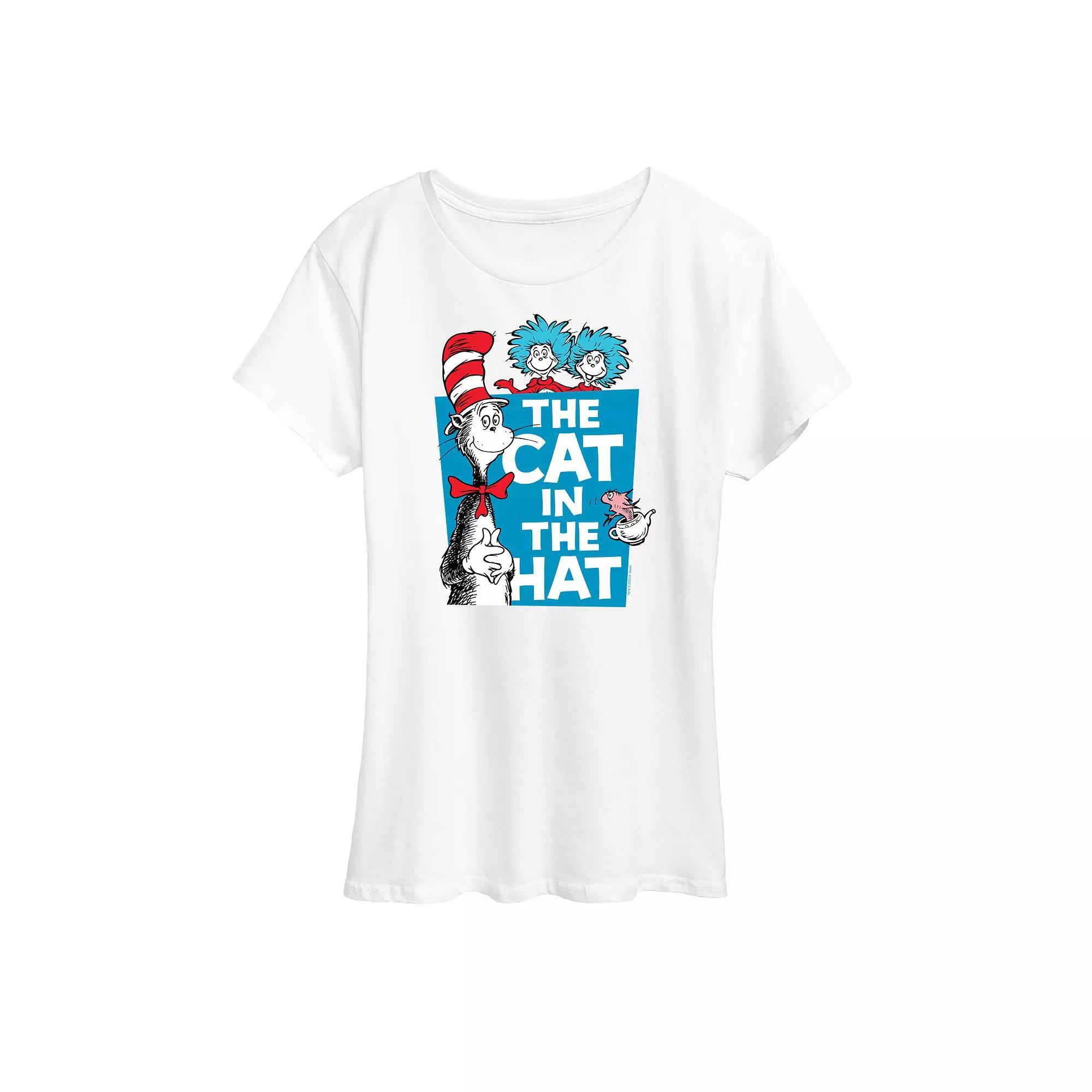Women's Dr. Seuss Cat In The Hat Graphic Tee, Size: XXL, Grey Gray Product Image