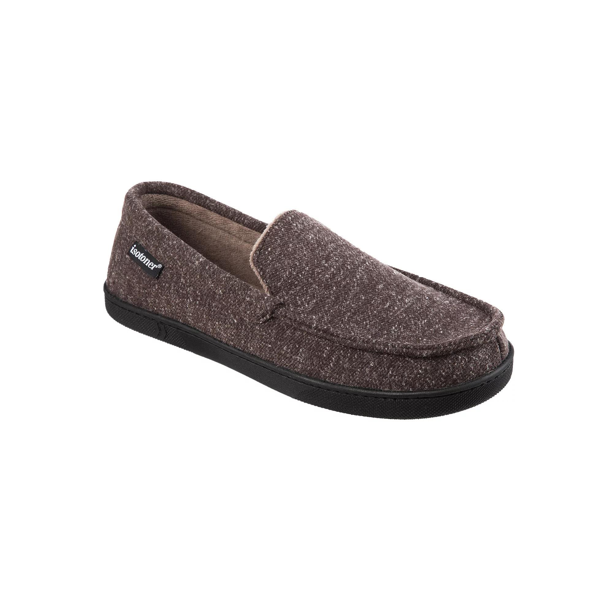 isotoner Preston Heather Knit Men's Moccasin Slippers, Size: XL, Blue Product Image