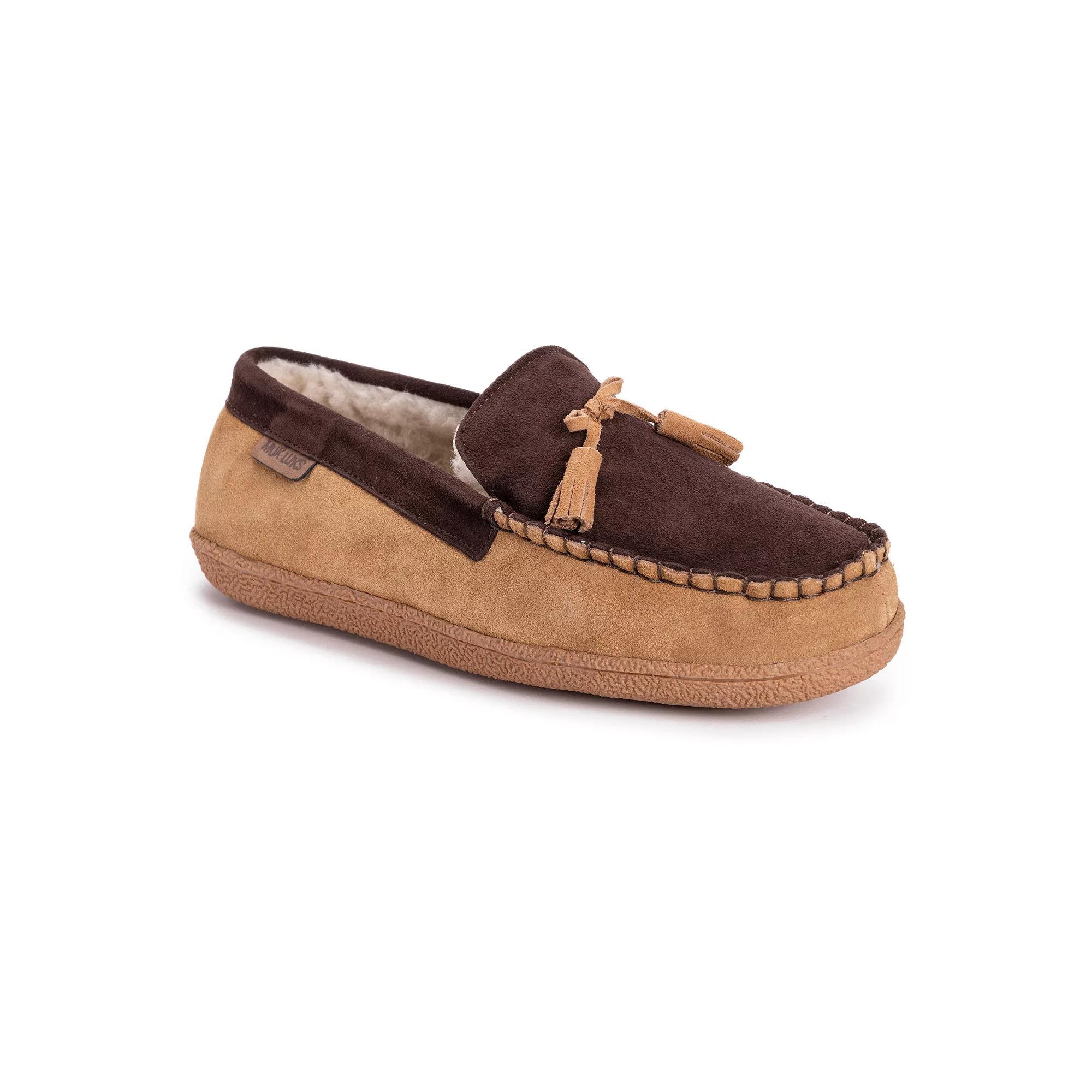 MUK LUKS Talan Mens Leather Moccasin Slippers Product Image