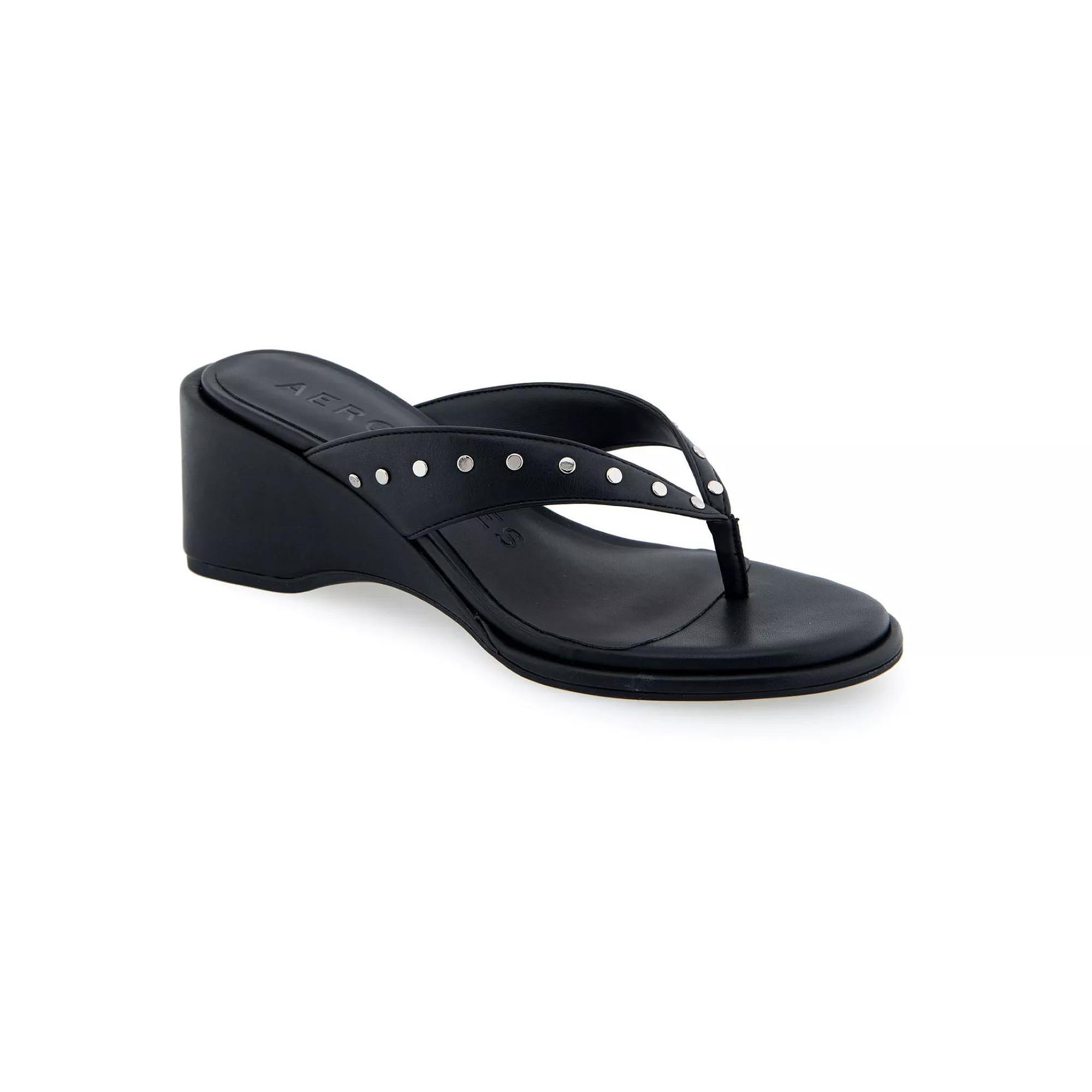 Aerosoles Nerostud Women's Wedge Heeled Sandals, Size: 11, Black Combo Product Image