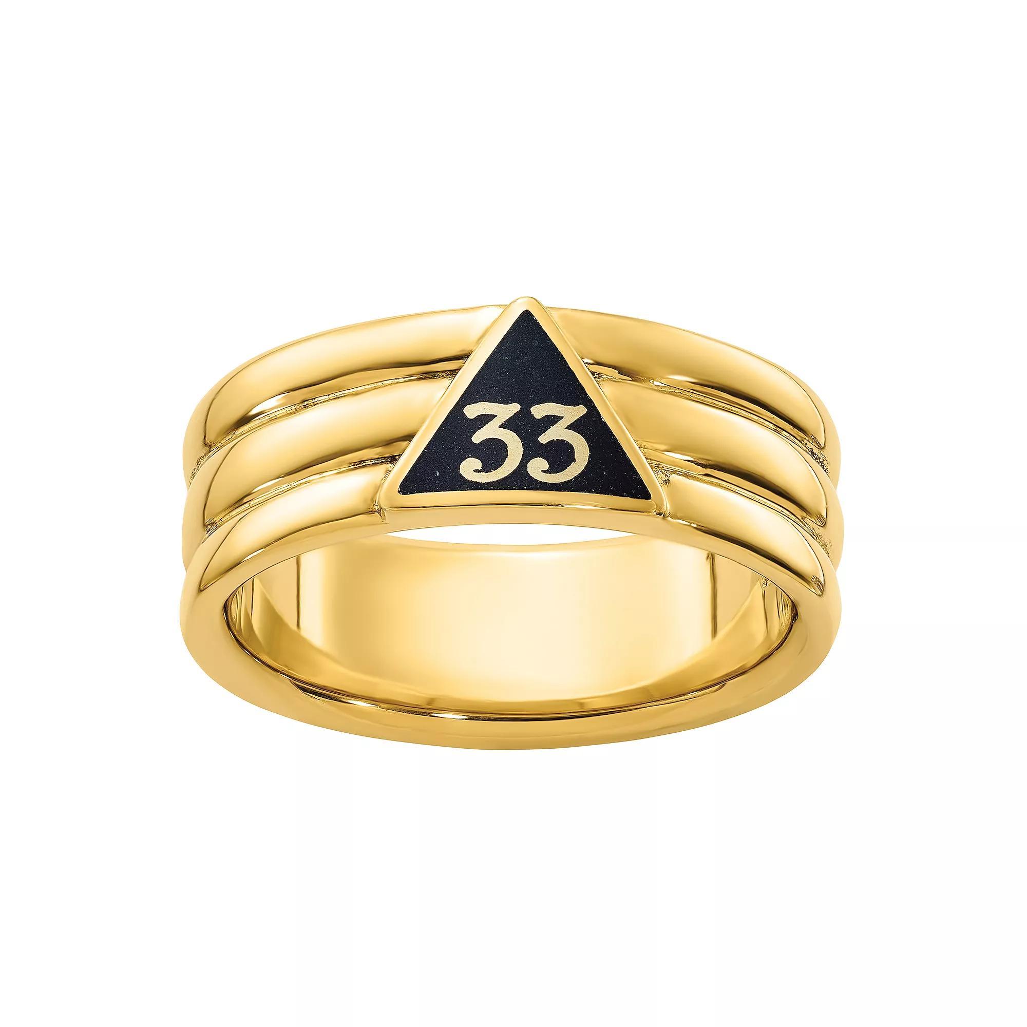Masonic Collection Men's 10k Gold Black Enamel 33rd Degree Masonic Ring, Size: 12 Product Image
