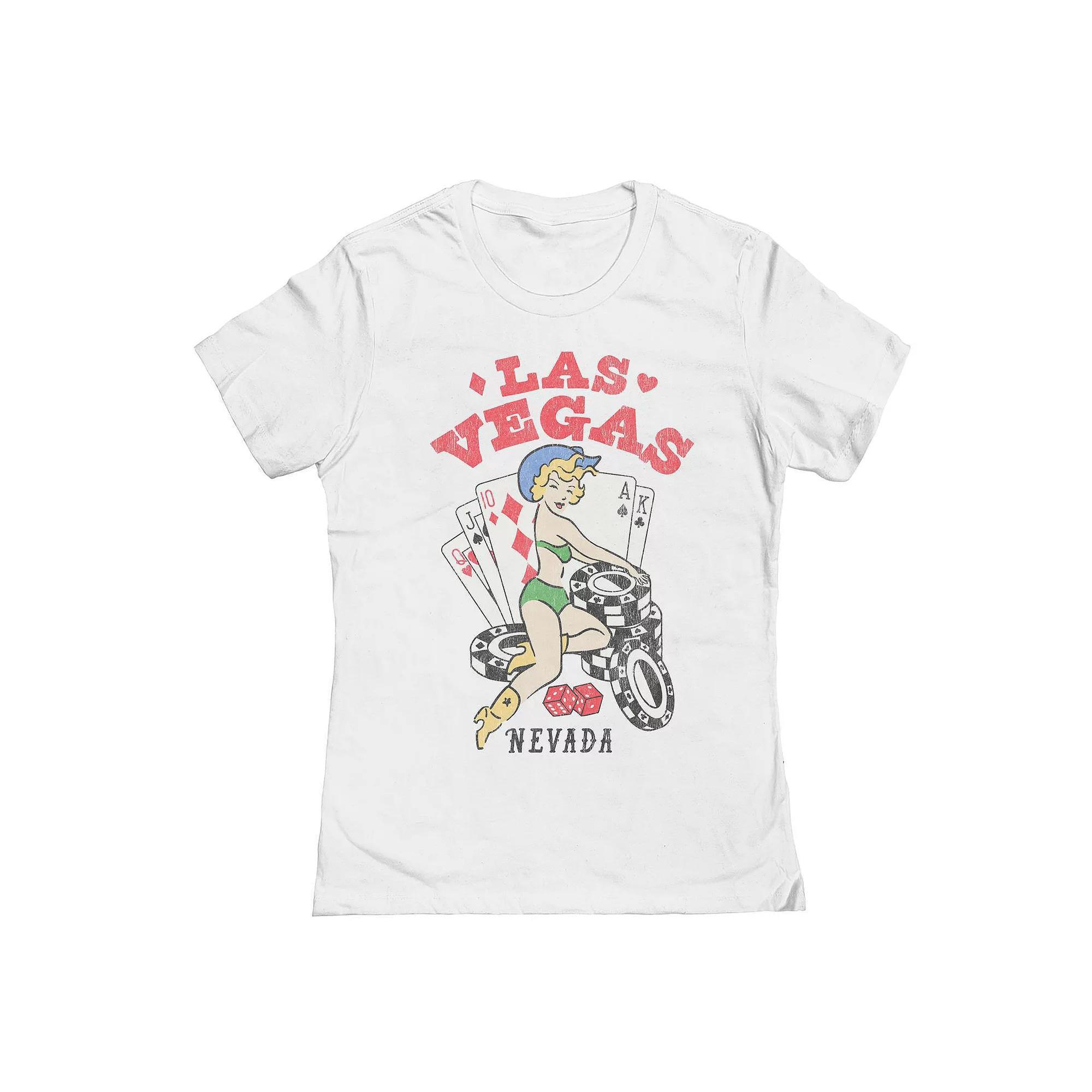 Junior's LAS Vegas NV Pinup Graphic Tee, Girl's, Size: Large, White Product Image