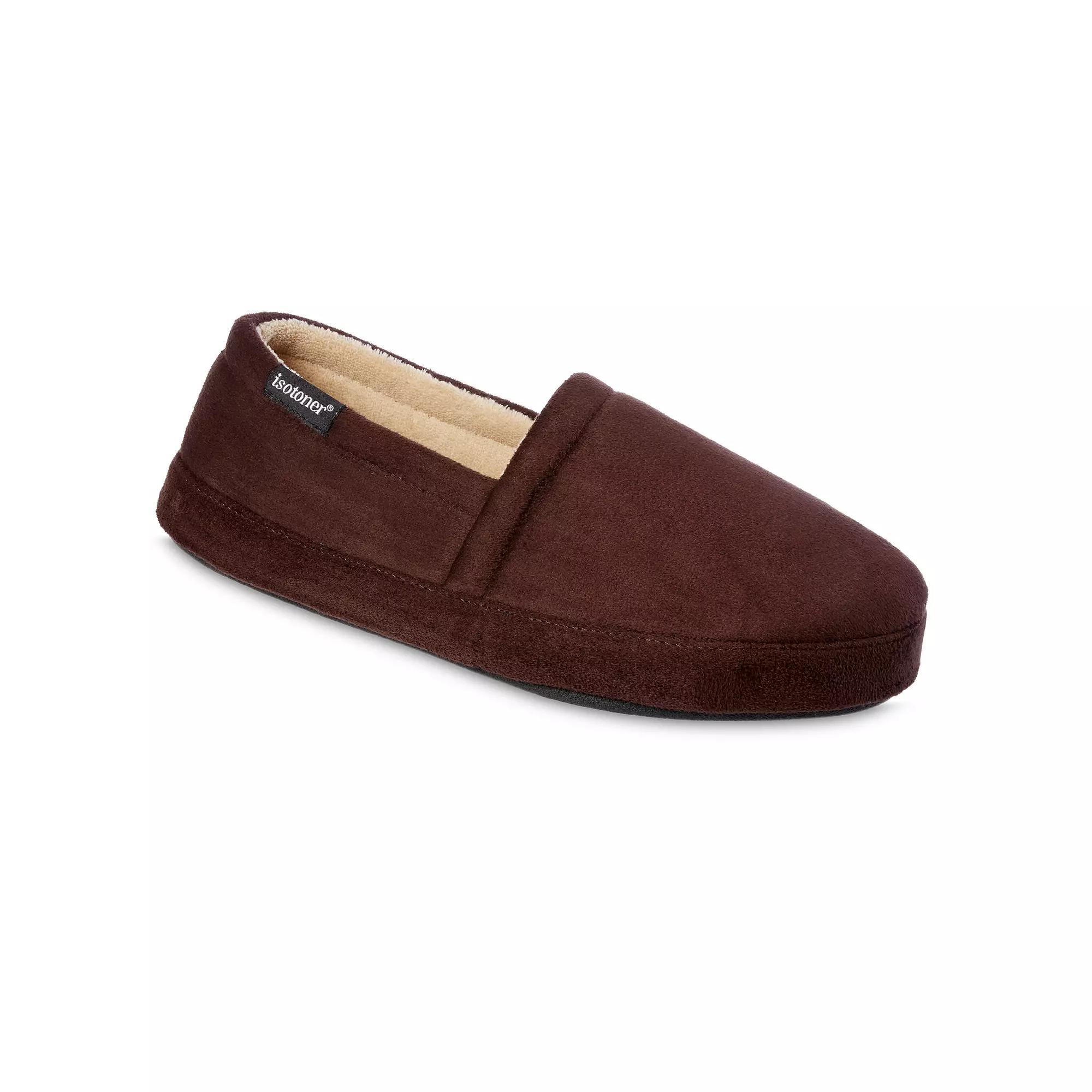 Isotoner Men's Microsuede Round Essentials Closed Back Slippers - Black XL Product Image
