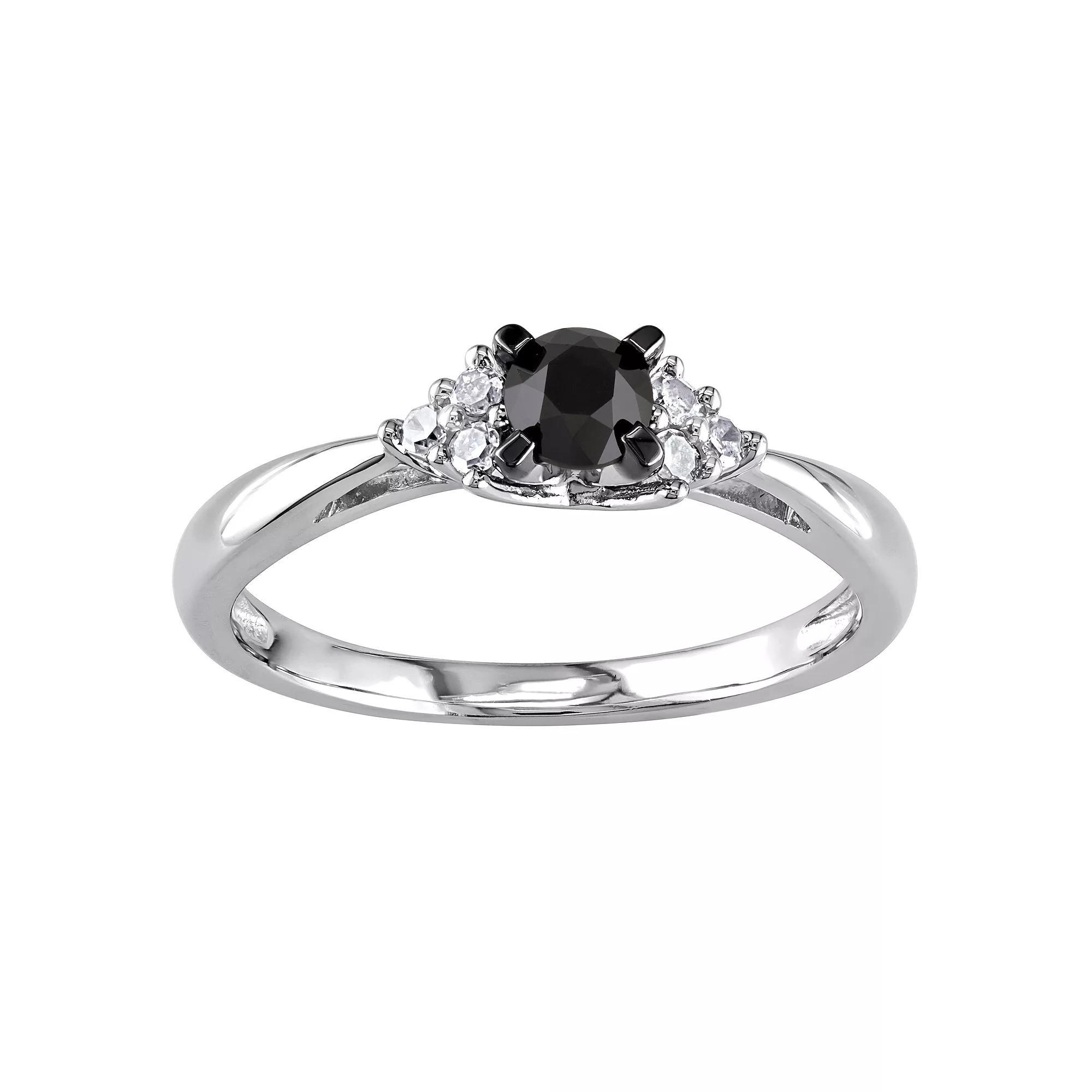 Stella Grace Sterling Silver 1/2 Carat T.W. Black & White Diamond Promise Ring, Women's, Size: 5 Product Image