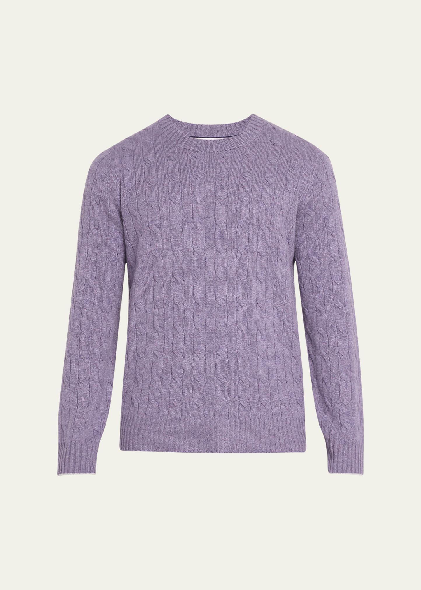 Mens Cashmere Cable Knit Crewneck Sweater Product Image