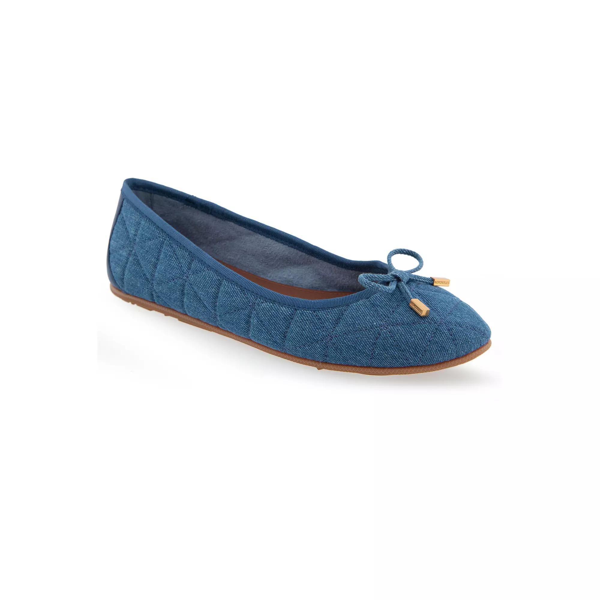 Aerosoles Pia Womens Quilted Ballet Flats Med Blue Quilted Blue Product Image