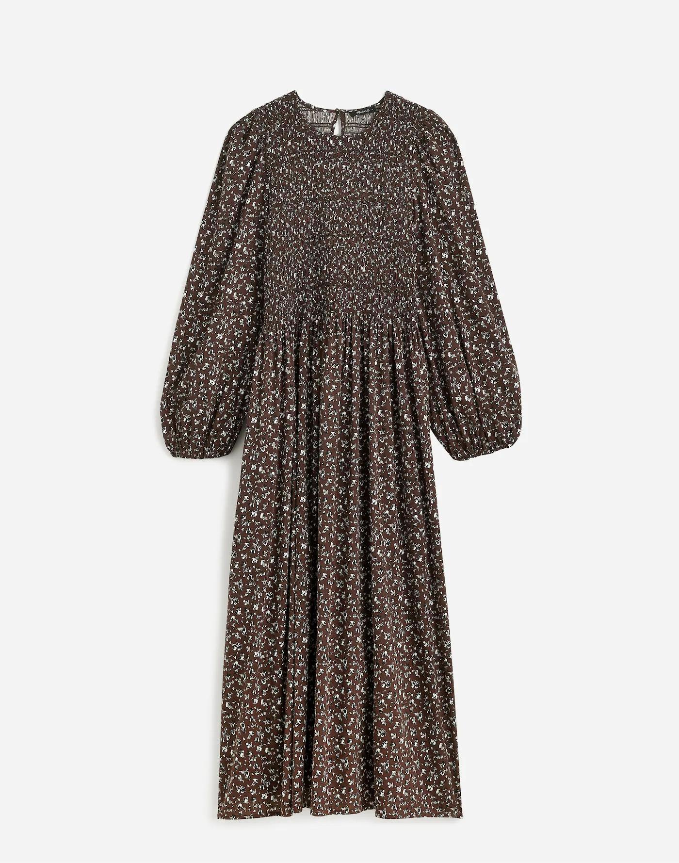 The Petite Melody Puff-Sleeve Smocked Midi Dress Product Image