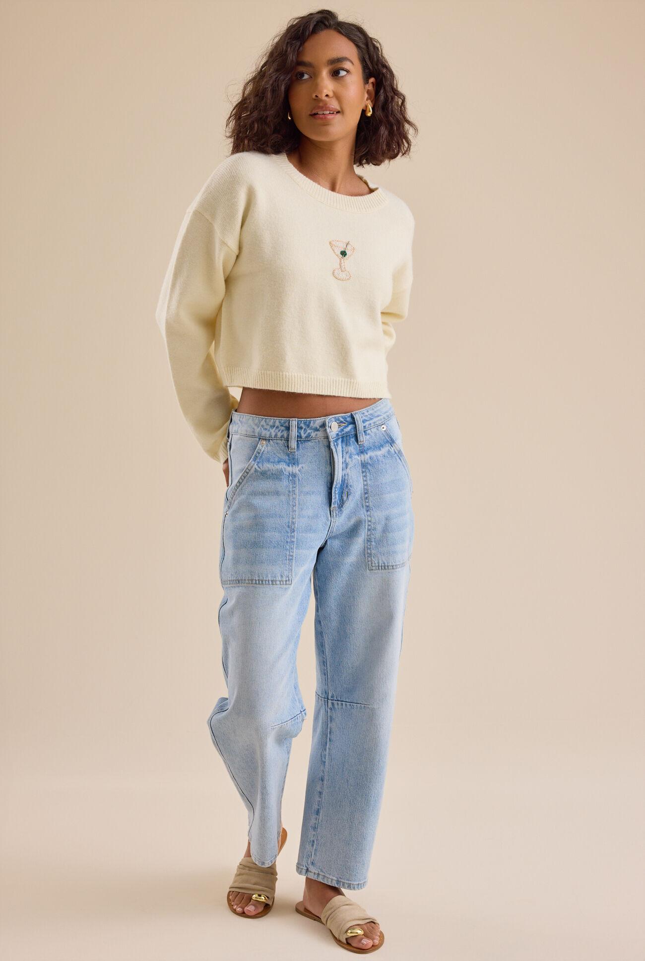 Cherish Beaded Martini Cropped Sweater Product Image