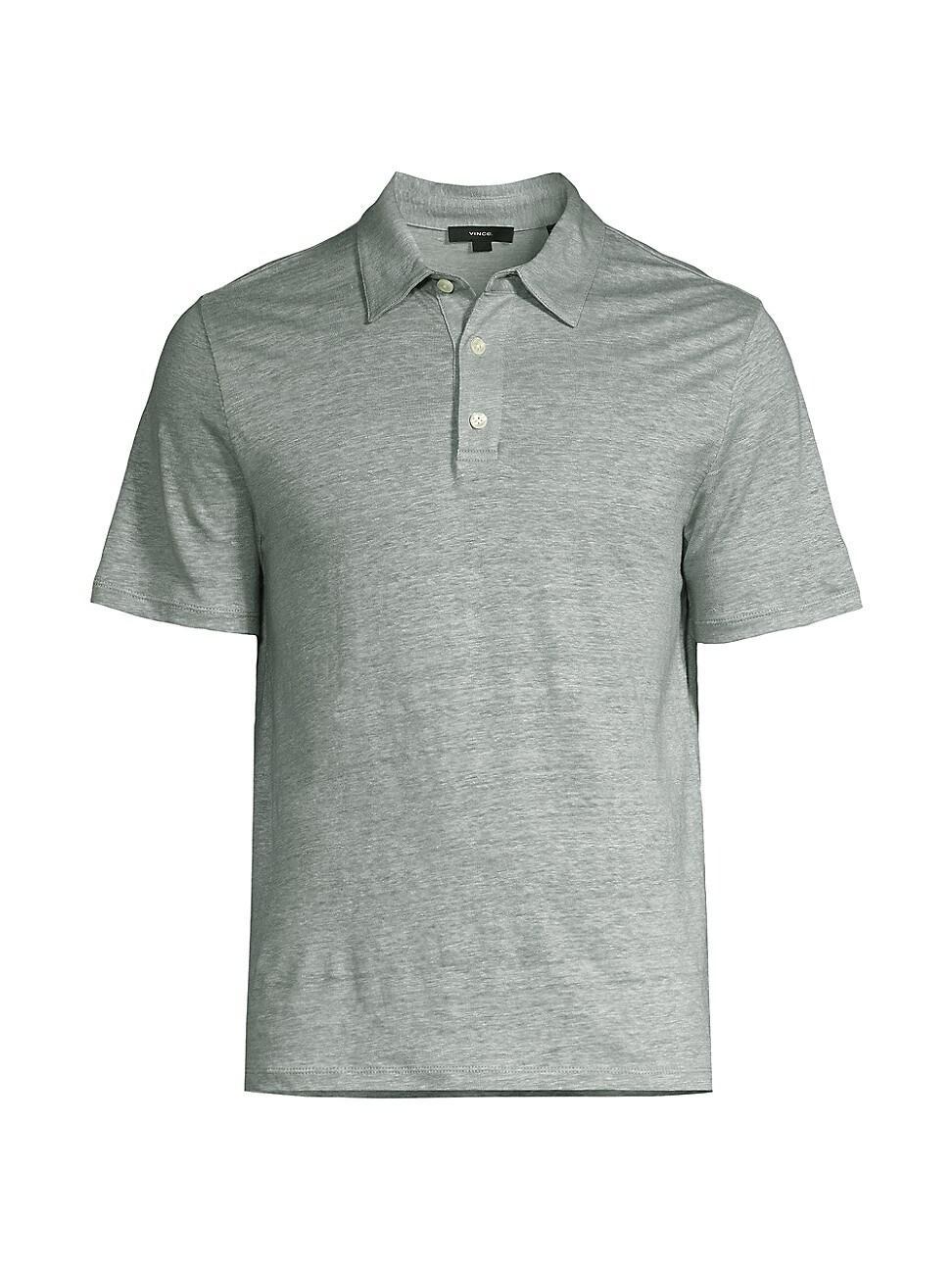 Vince Linen Short Sleeve Polo (Ceramic ) Men's Short Sleeve Knit Product Image