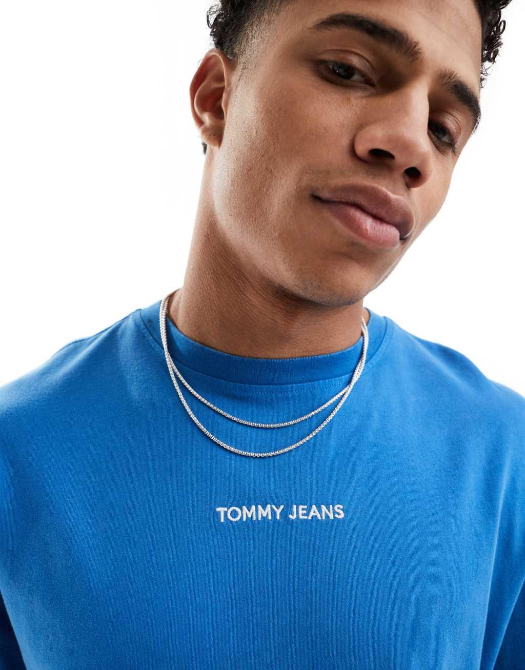 Tommy Jeans small logo T-shirt in cobalt blue Product Image