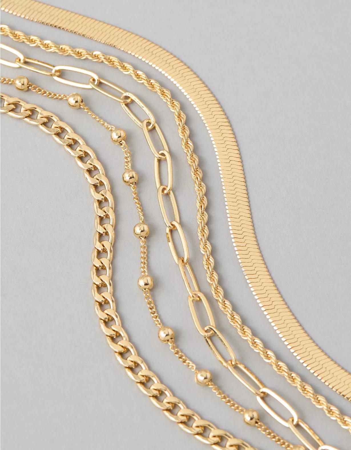 AEO Layered Chain Necklace 5-Pack Product Image