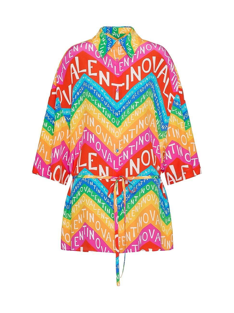 Womens Chevron Crepe De Chine Shirt 24 Product Image