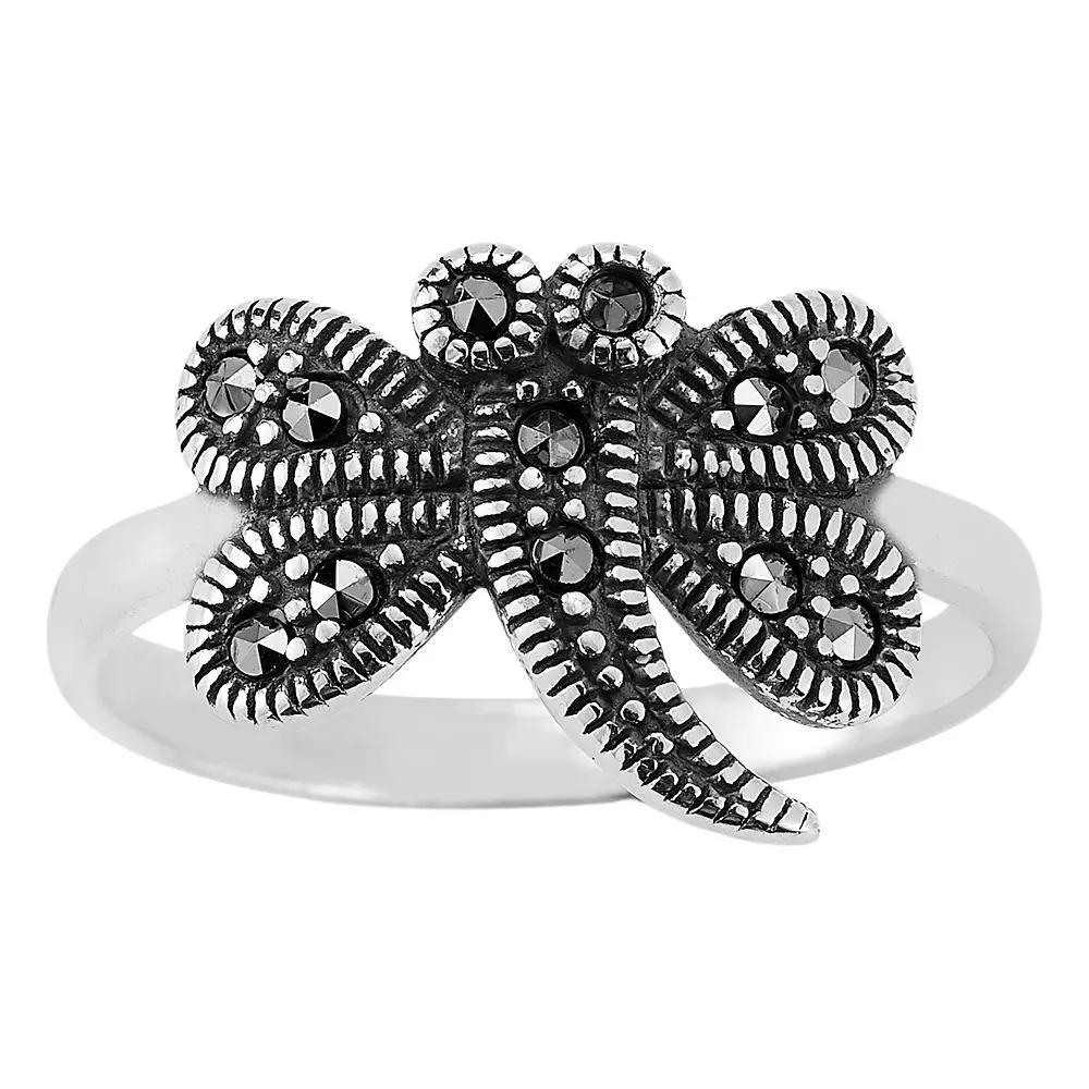 Sunkissed Sterling Sterling Silver Oxidized Cubic Zirconia Dragonfly Ring, Women's, Size: 5, Silver Tone Product Image