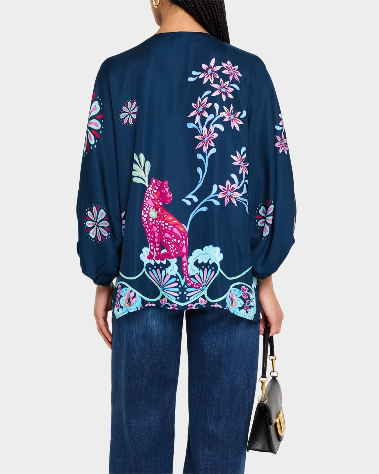 Harlyn Floral-Print Keyhole Blouse Product Image