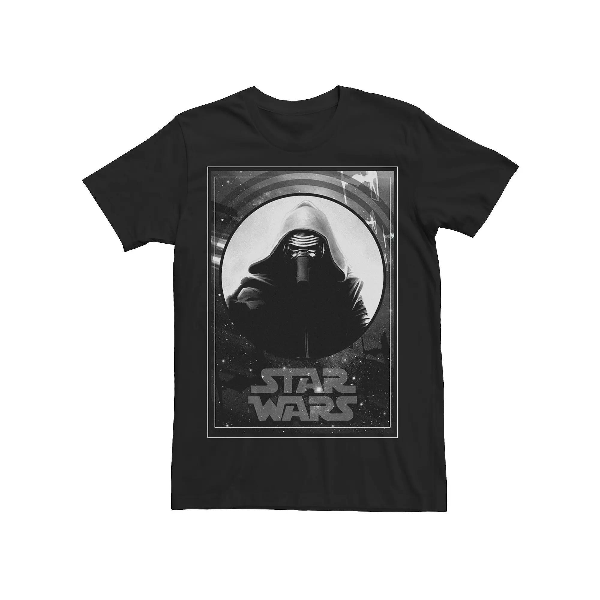 Men's Star Wars The Force Awakens Kylo Ren Grey Scale Poster Tee, Size: 3XL, Black Product Image