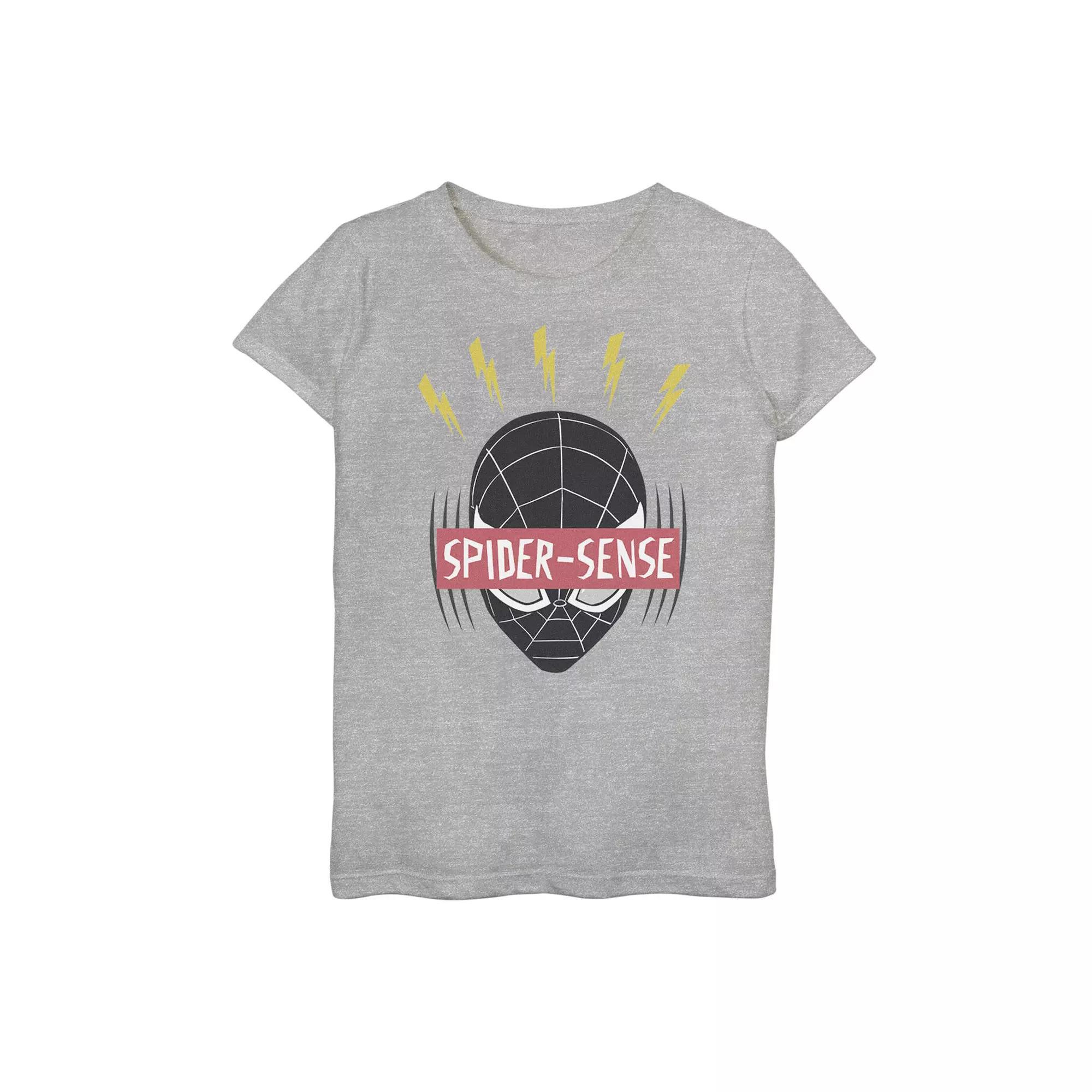 Girls 7-16 Marvel Spider-Man Miles Morales Spider-Sense Graphic Tee, Girl's, Size: Small, Athletic Grey Product Image
