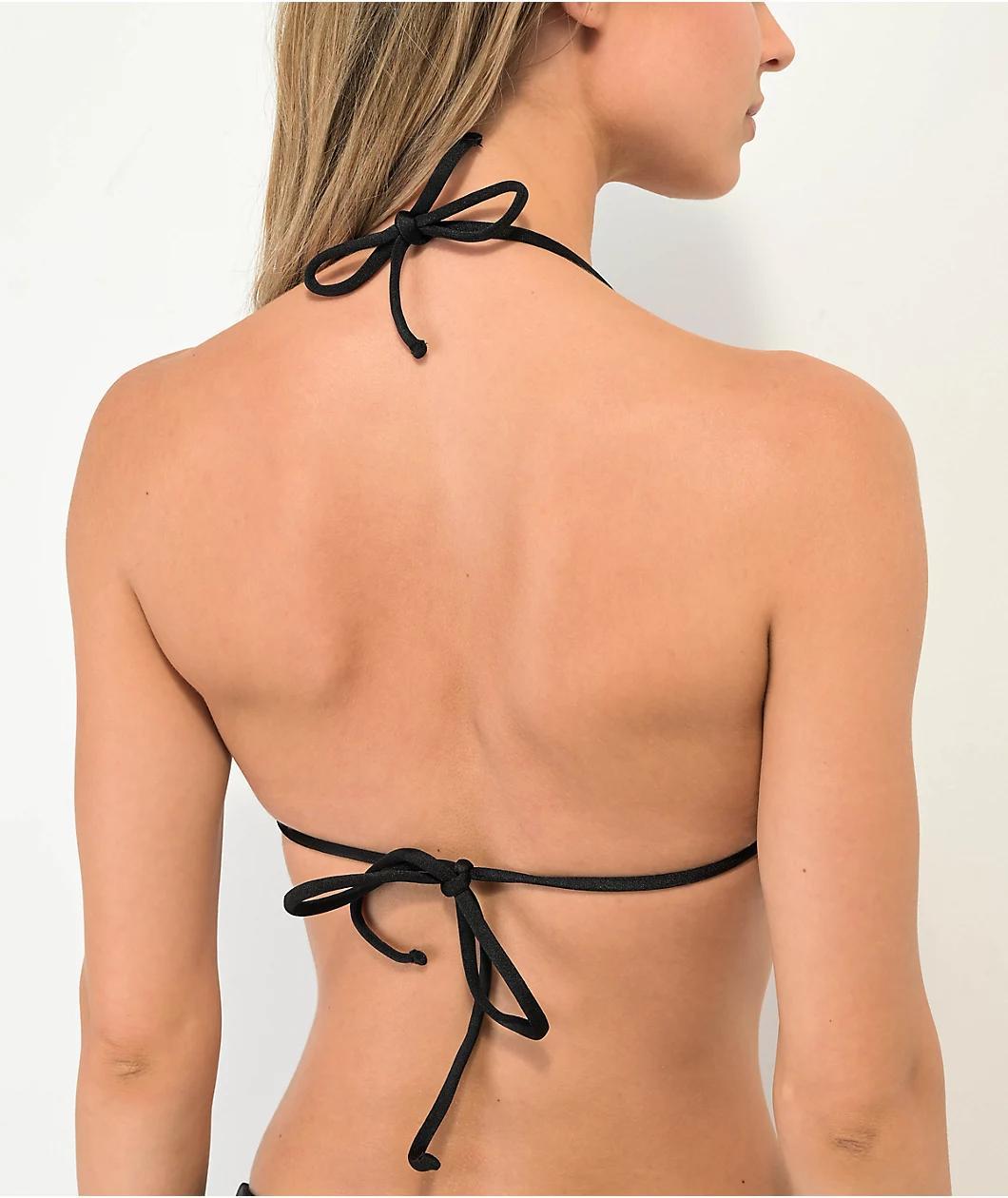 Rio De Sol Frufru Shimmer Black Triangle Bikini Top  Product Image