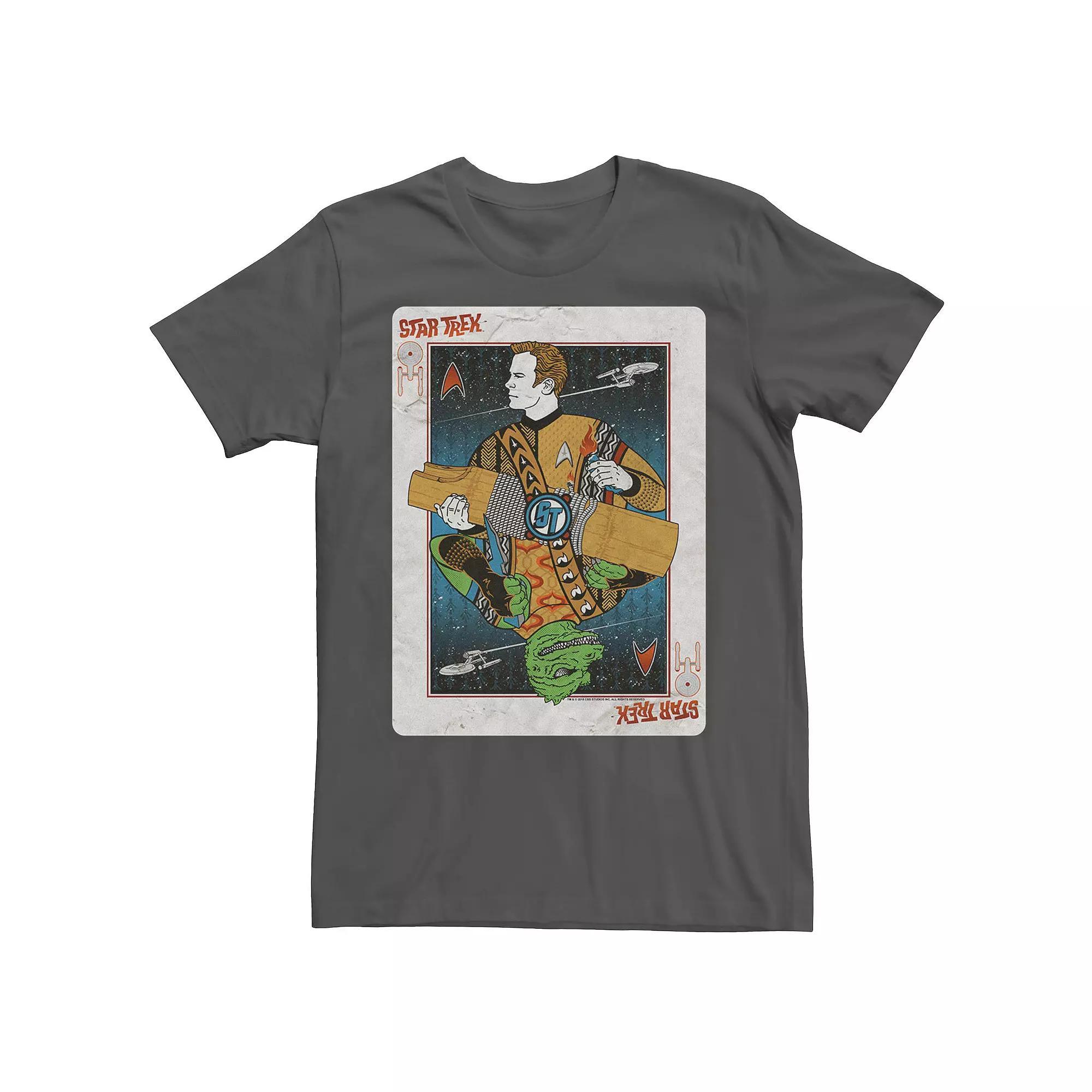 Men's Star Trek Original Series Captain Kirk Playing Card Tee, Size: XL, Grey Product Image