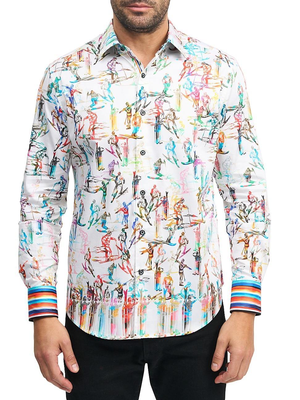 Mens Off Piste Printed Button-Front Stretch Cotton Shirt Product Image