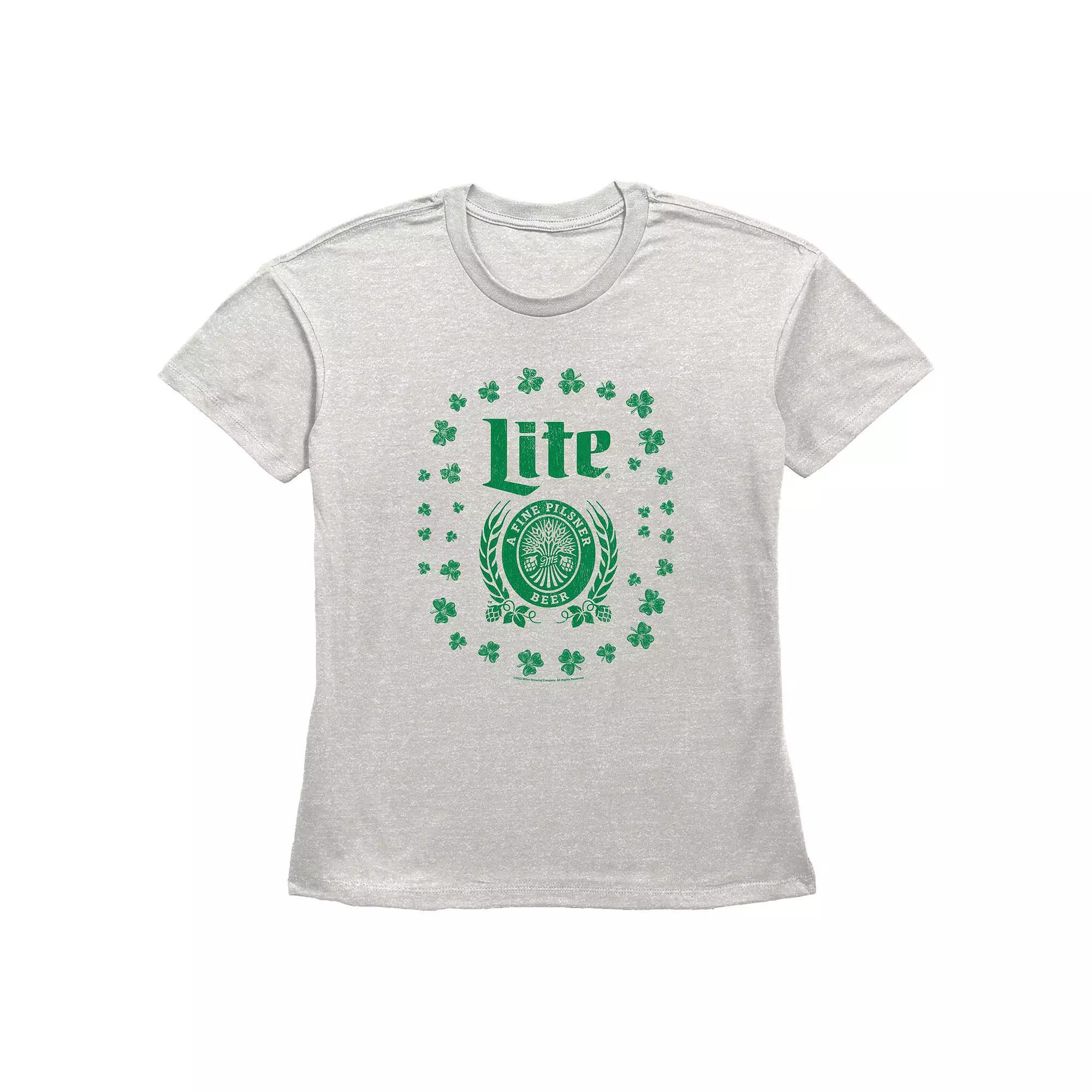 Women's Miller Lite Shamrock Logo Graphic Tee, Size: XL, Oatmeal Product Image