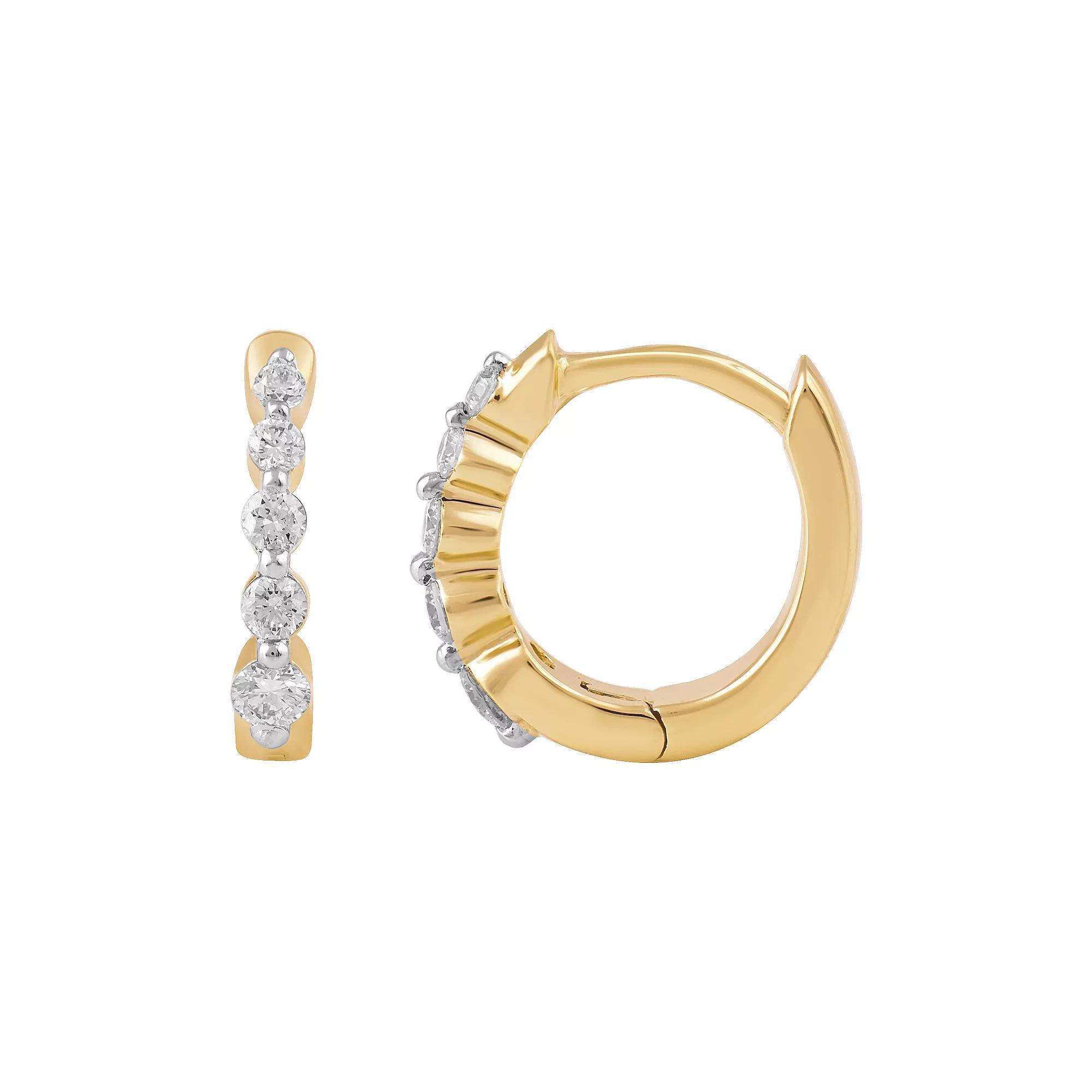 Made For You 10k Gold 1/5 Carat T.W. Lab-Grown Diamond Huggie Hoop Earrings, Women's Product Image