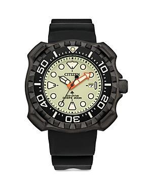 Citizen Eco-Drive Mens Promaster Super Titanium Black Rubber Strap Watch Yellow Product Image