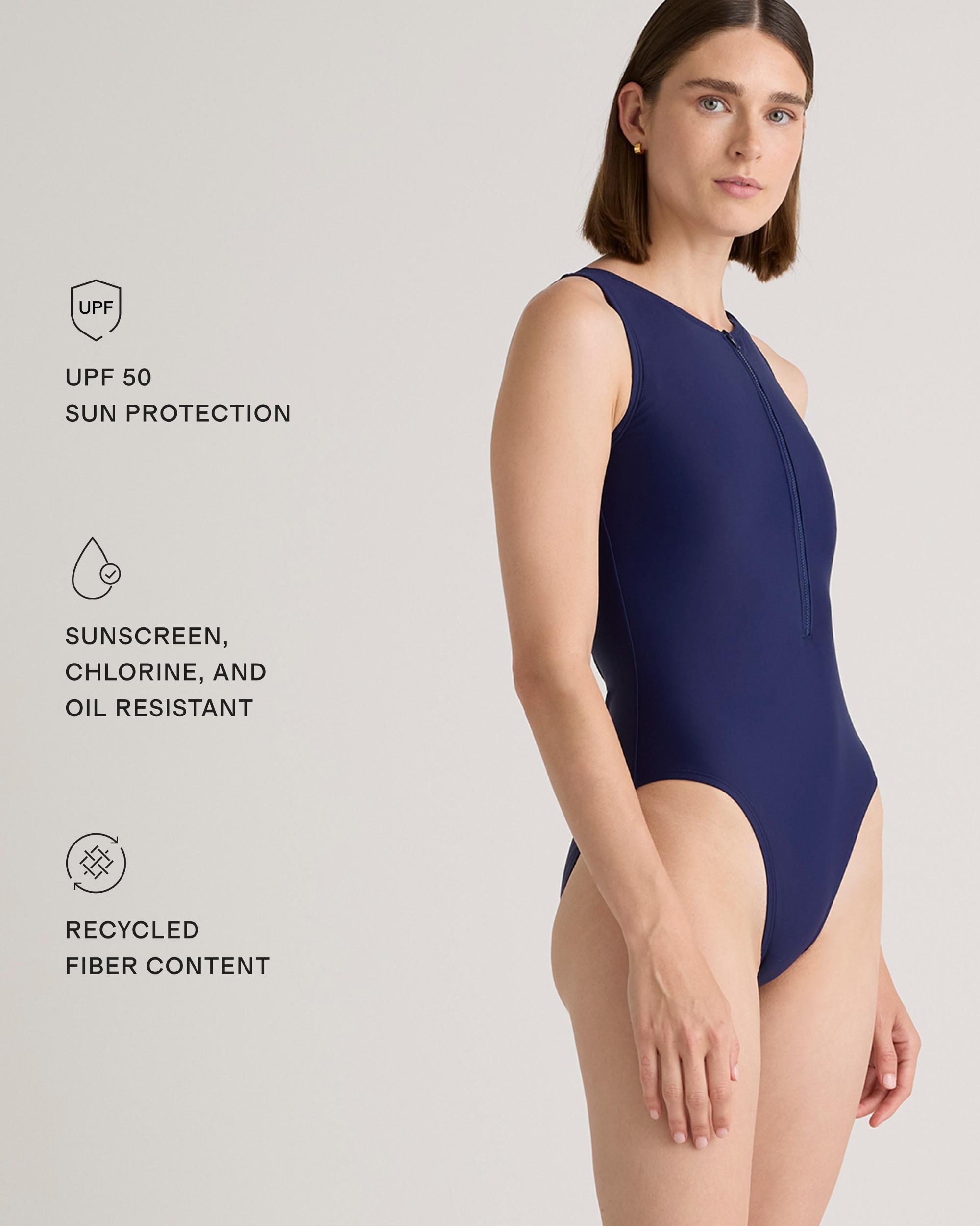 Quince | Women's Italian Zip-Front One-Piece Swimsuit Size XL, 78% Recycled Polyamide, 22% Spandex Product Image