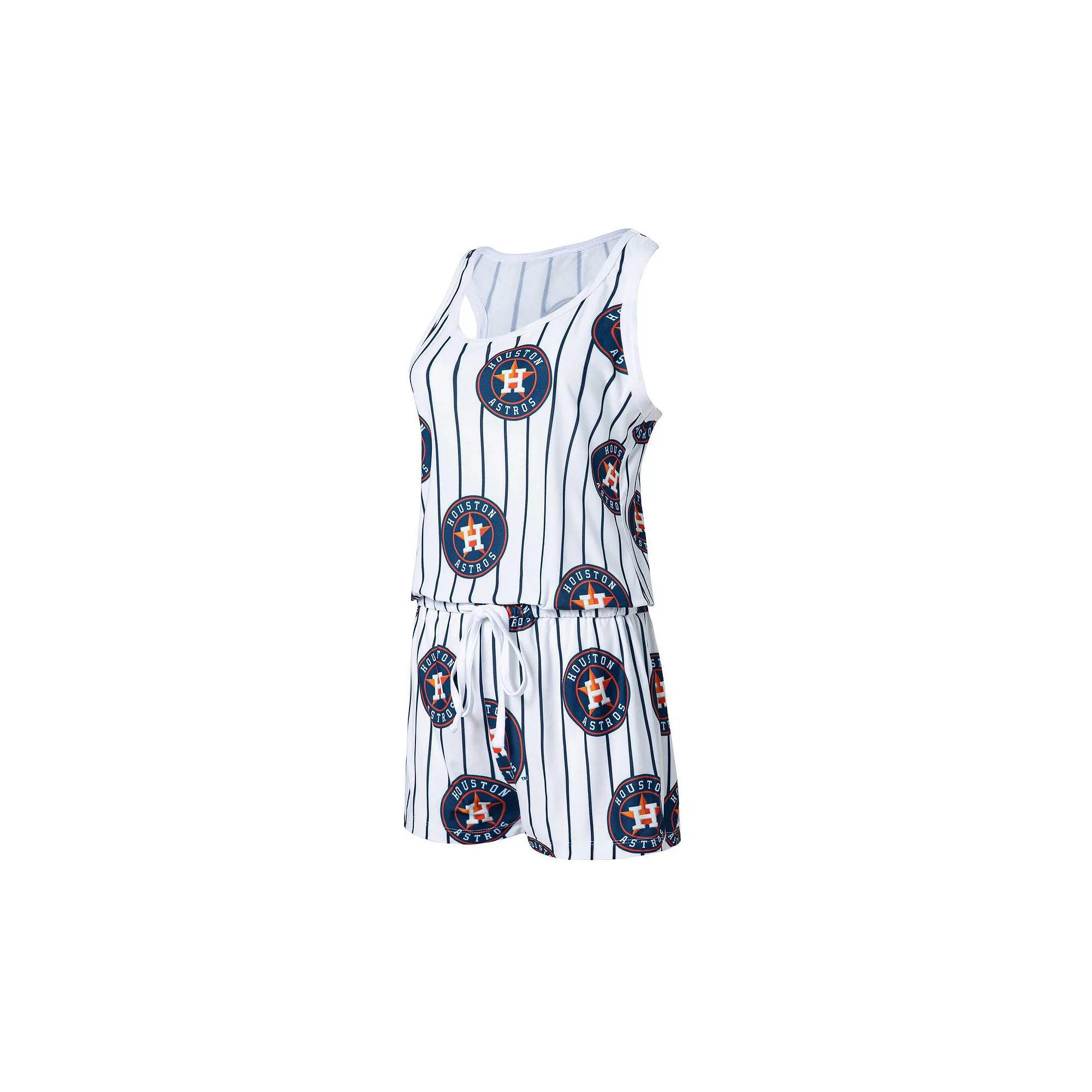 Women's Concepts Sport White Houston Astros Reel Pinstripe Knit Romper, Size: XL Product Image