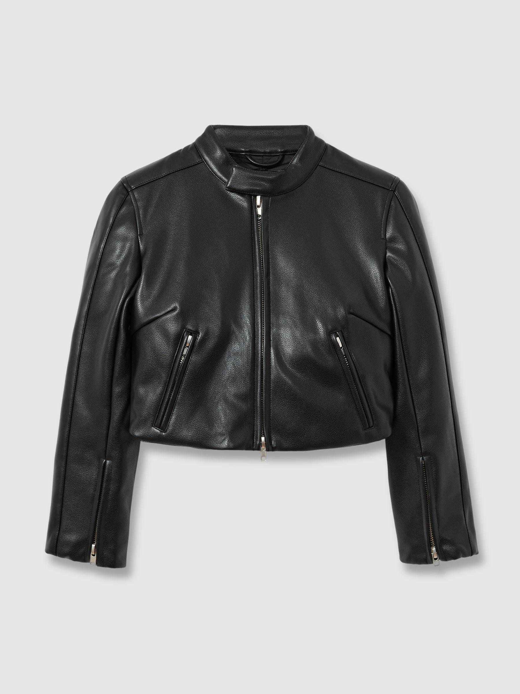 Good American Faux-Leather Moto Jacket in Black Product Image