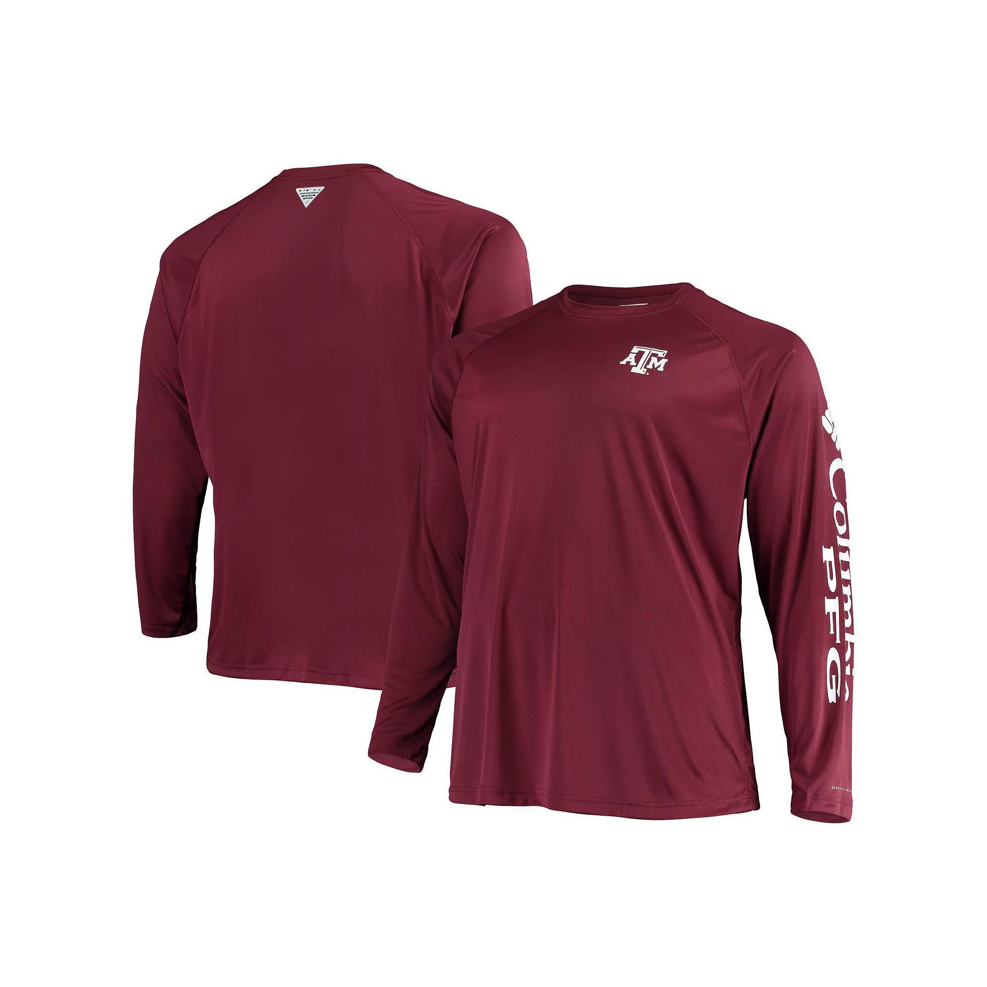 Men's Columbia Maroon Texas A&M Aggies Big & Tall Terminal Tackle Omni-Shade Long Sleeve Raglan T-Shirt, Size: 4XLT, Red Product Image
