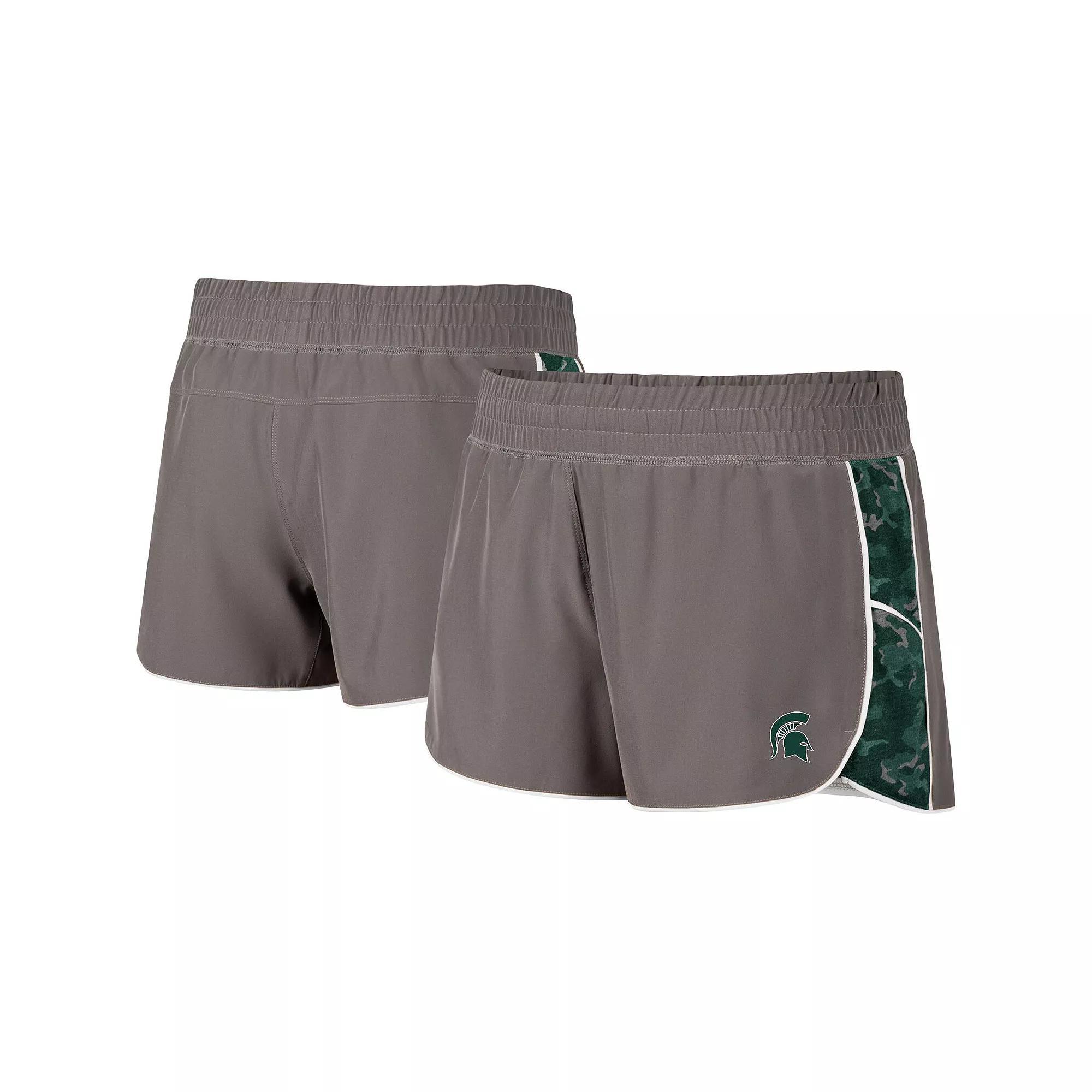 Women's Colosseum Gray/Green Michigan State Spartans Pamela Lined Shorts, Size: Large, Grey Product Image